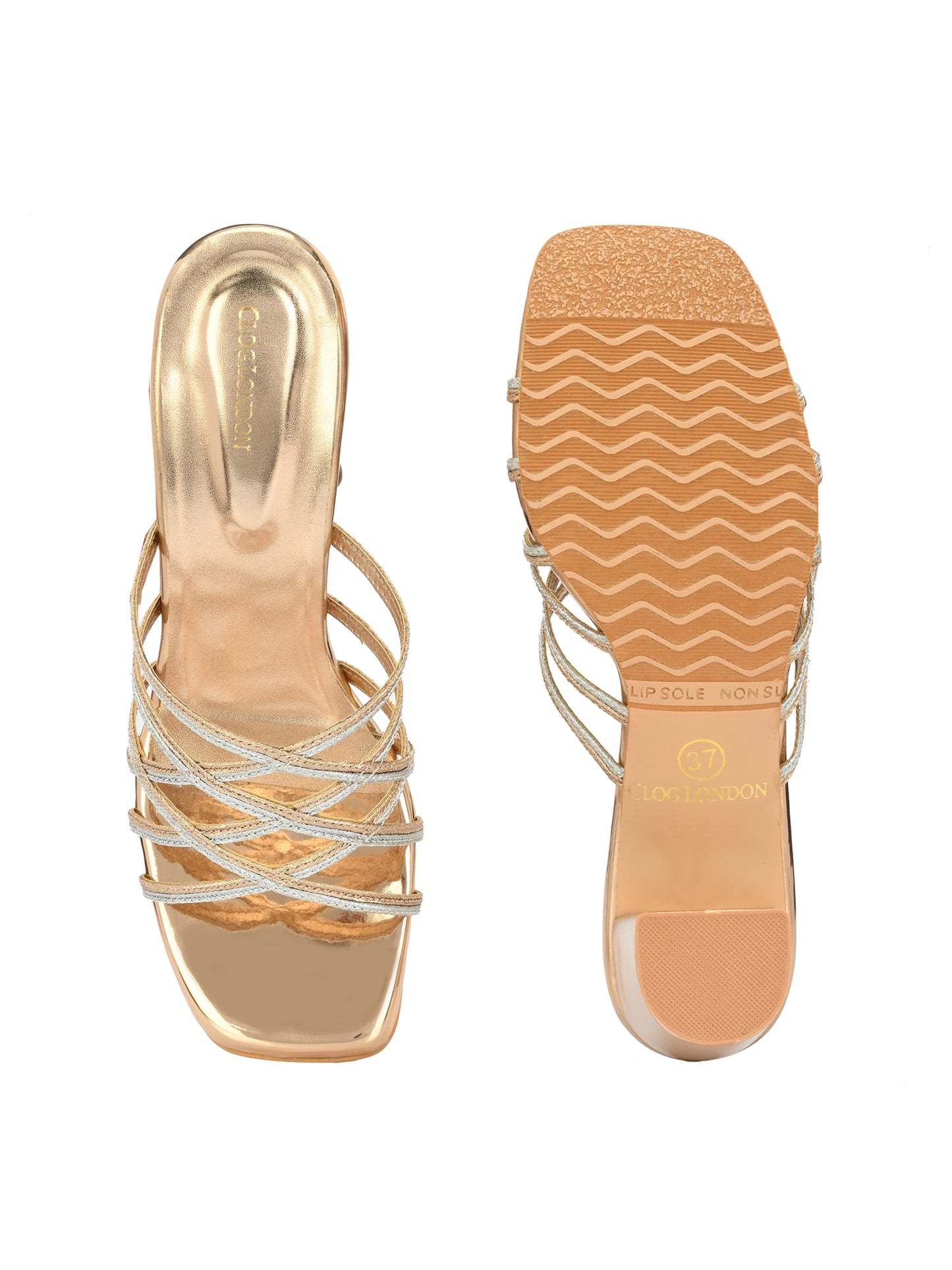 Women Glosy black Heels Sandals