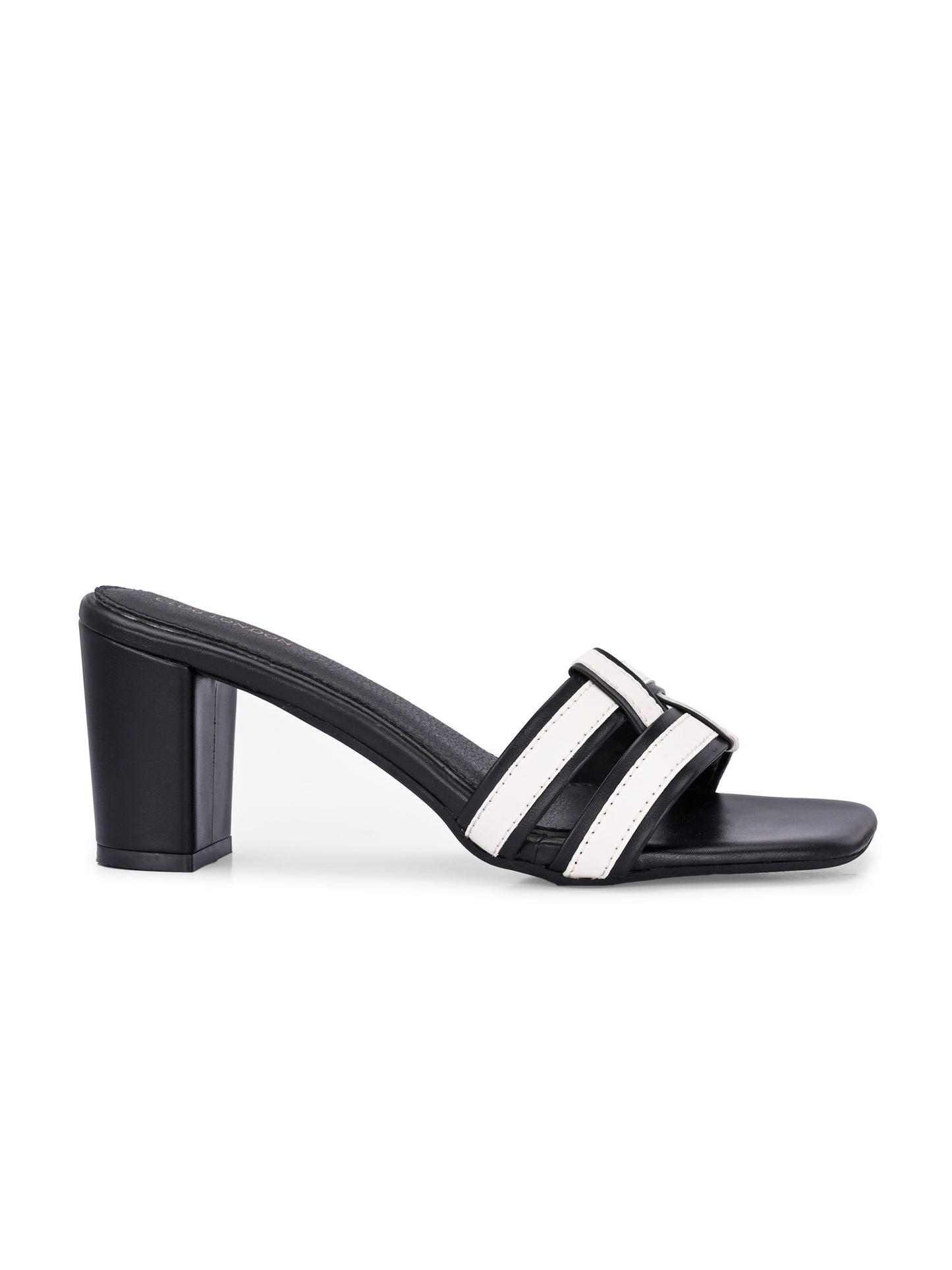 Women Black & White Slim Heels Sandals