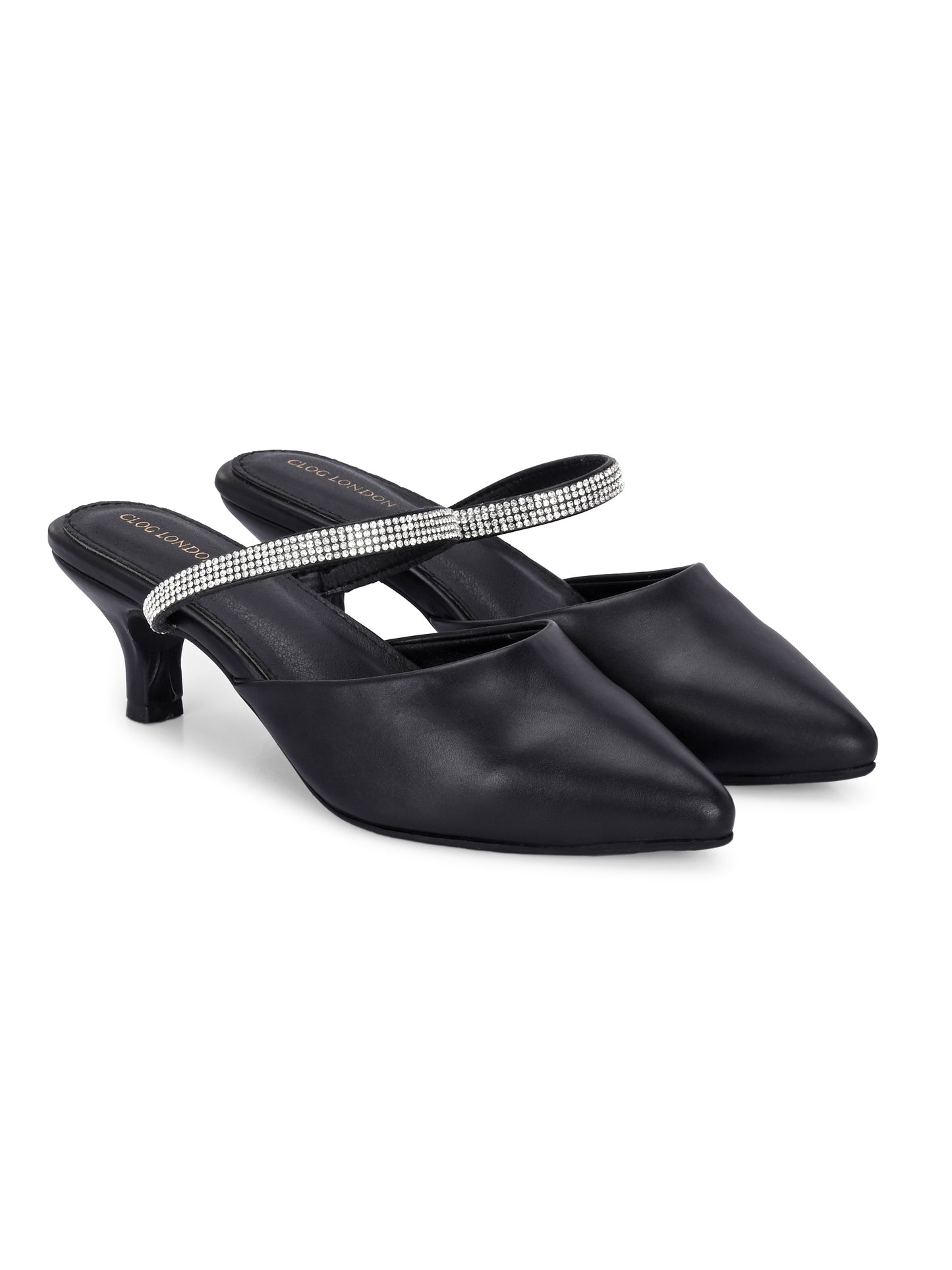 Women Black Block Pumps Heeled Sandals
