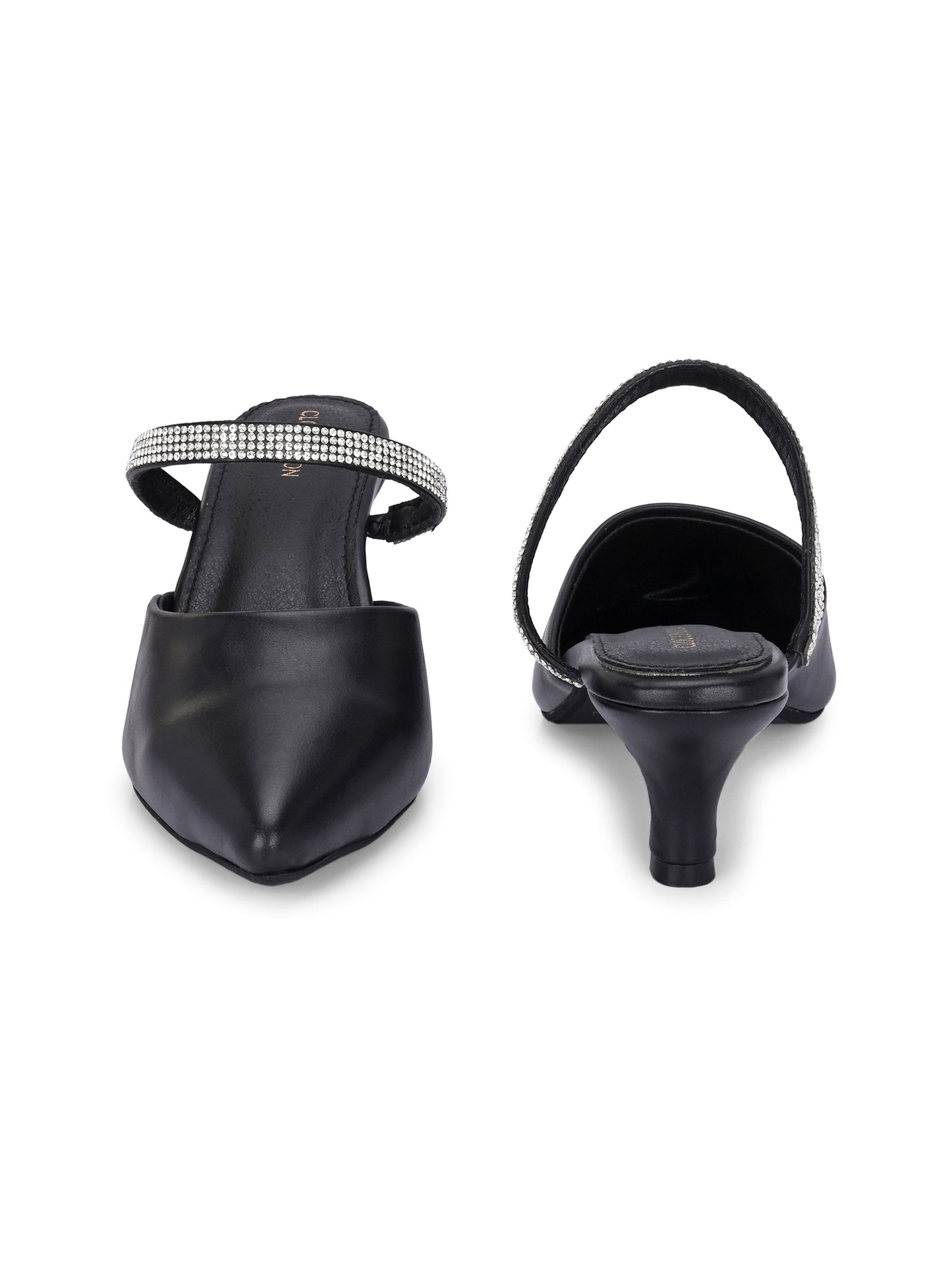 Women Black Block Pumps Heeled Sandals
