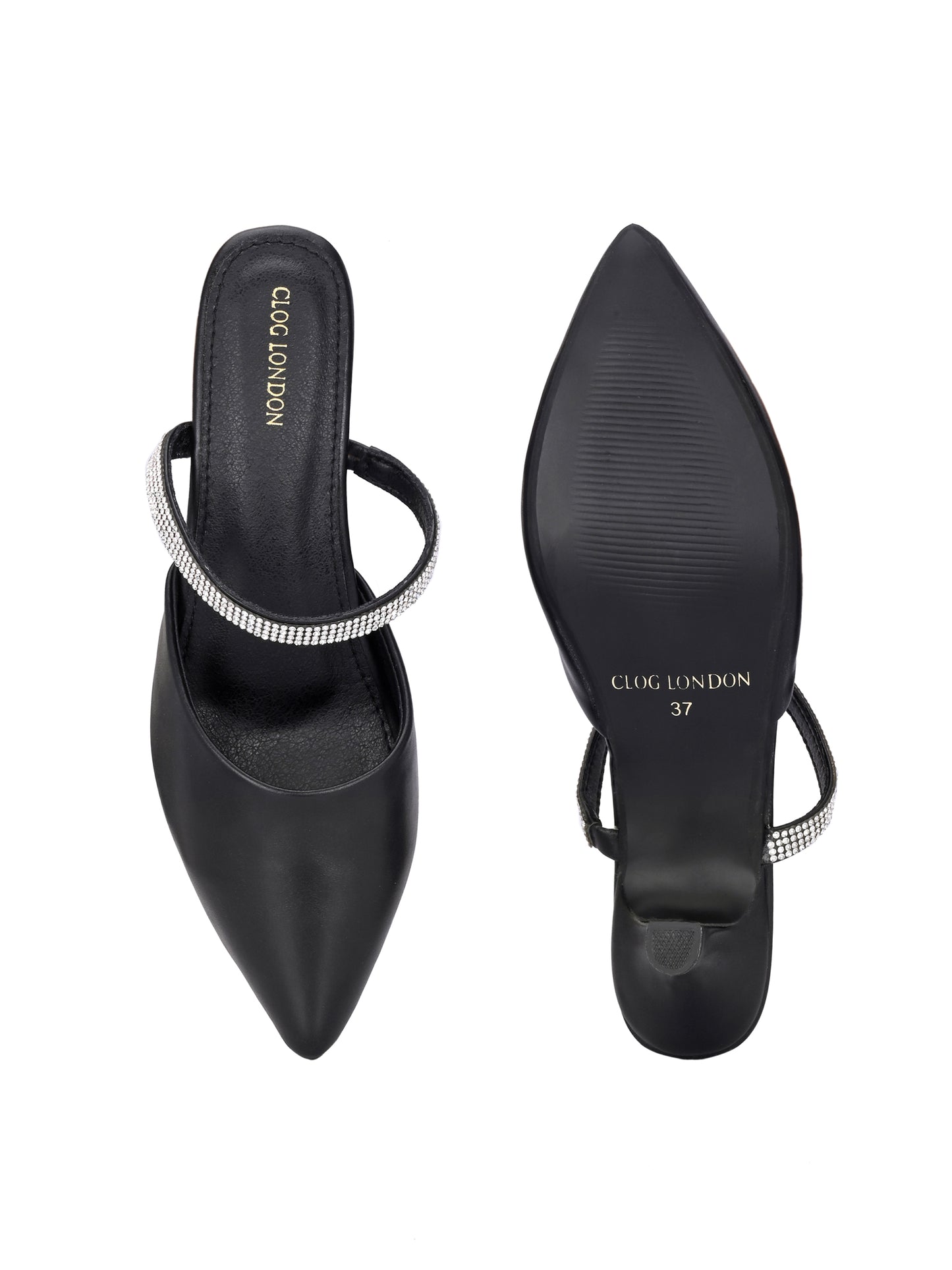 Women Black Block Pumps Heeled Sandals