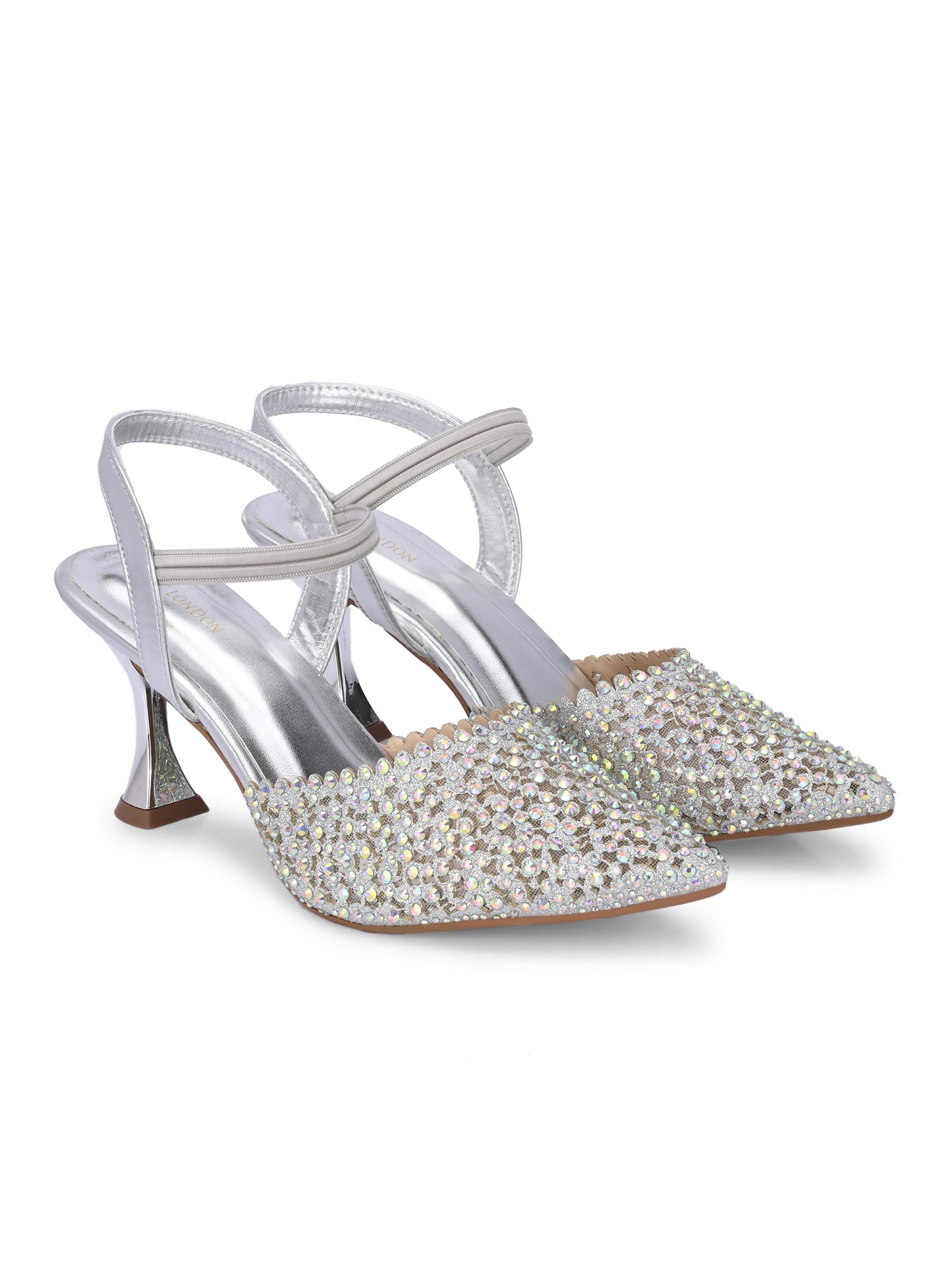 Women Silver Pumps Heeled Sandals