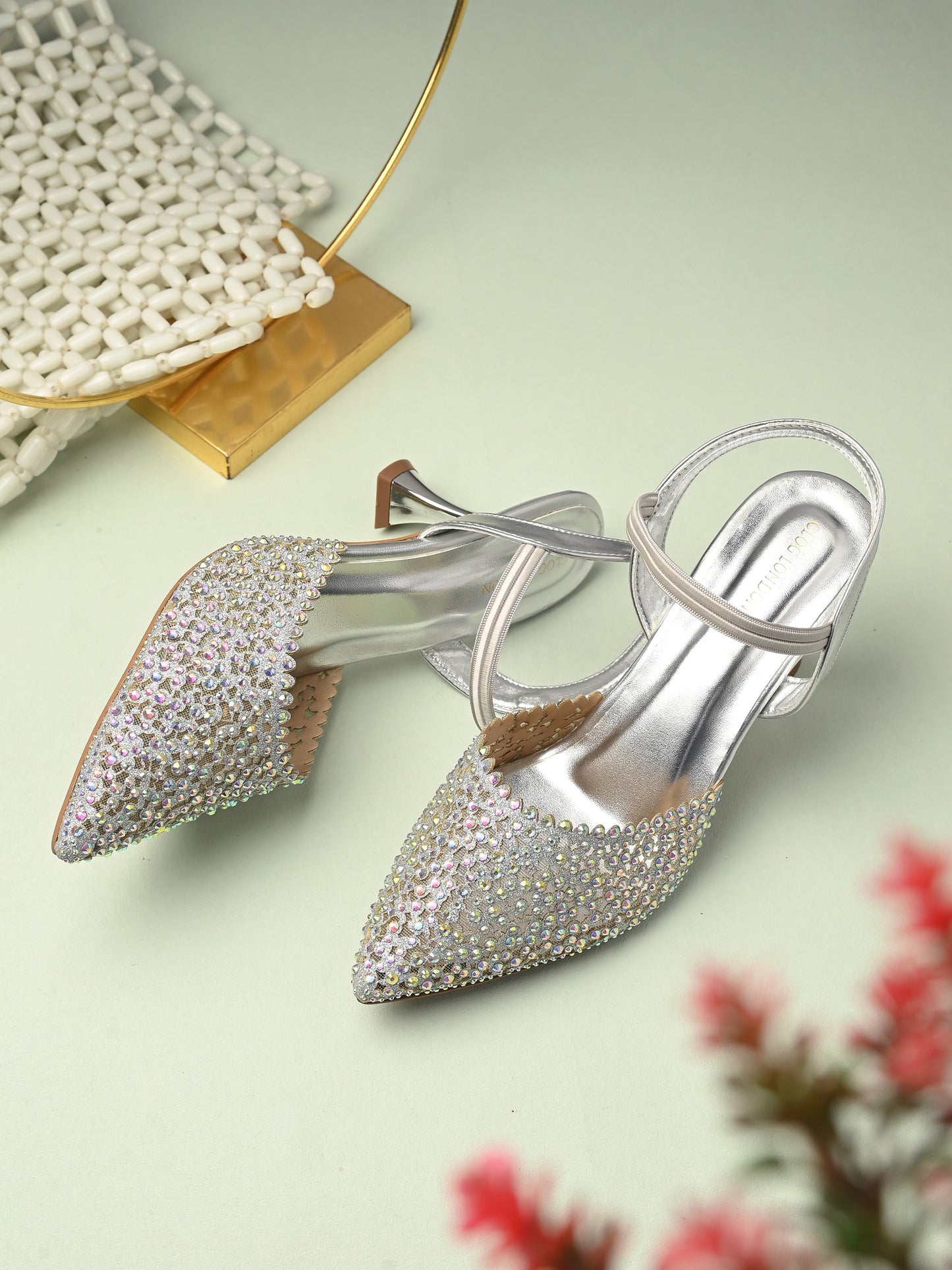 Women Silver Pumps Heeled Sandals
