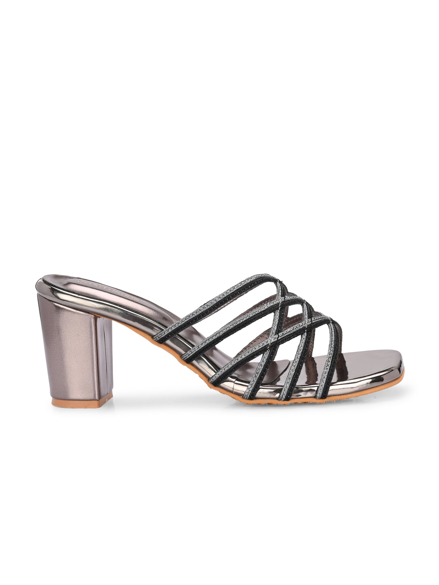 Women Glosy black Heels Sandals