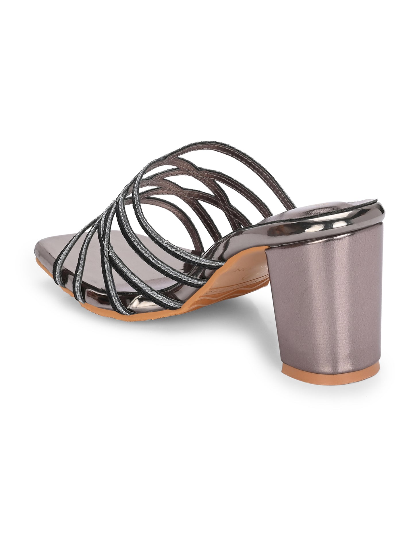Women Glosy black Heels Sandals
