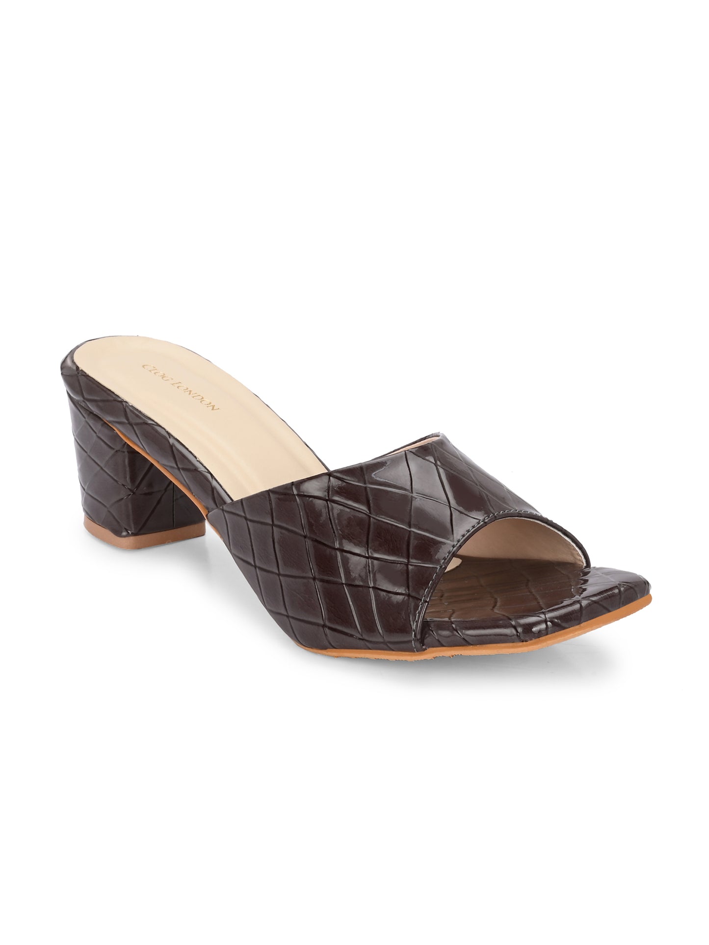 Women Brown Open Toe Block Heels Sandals