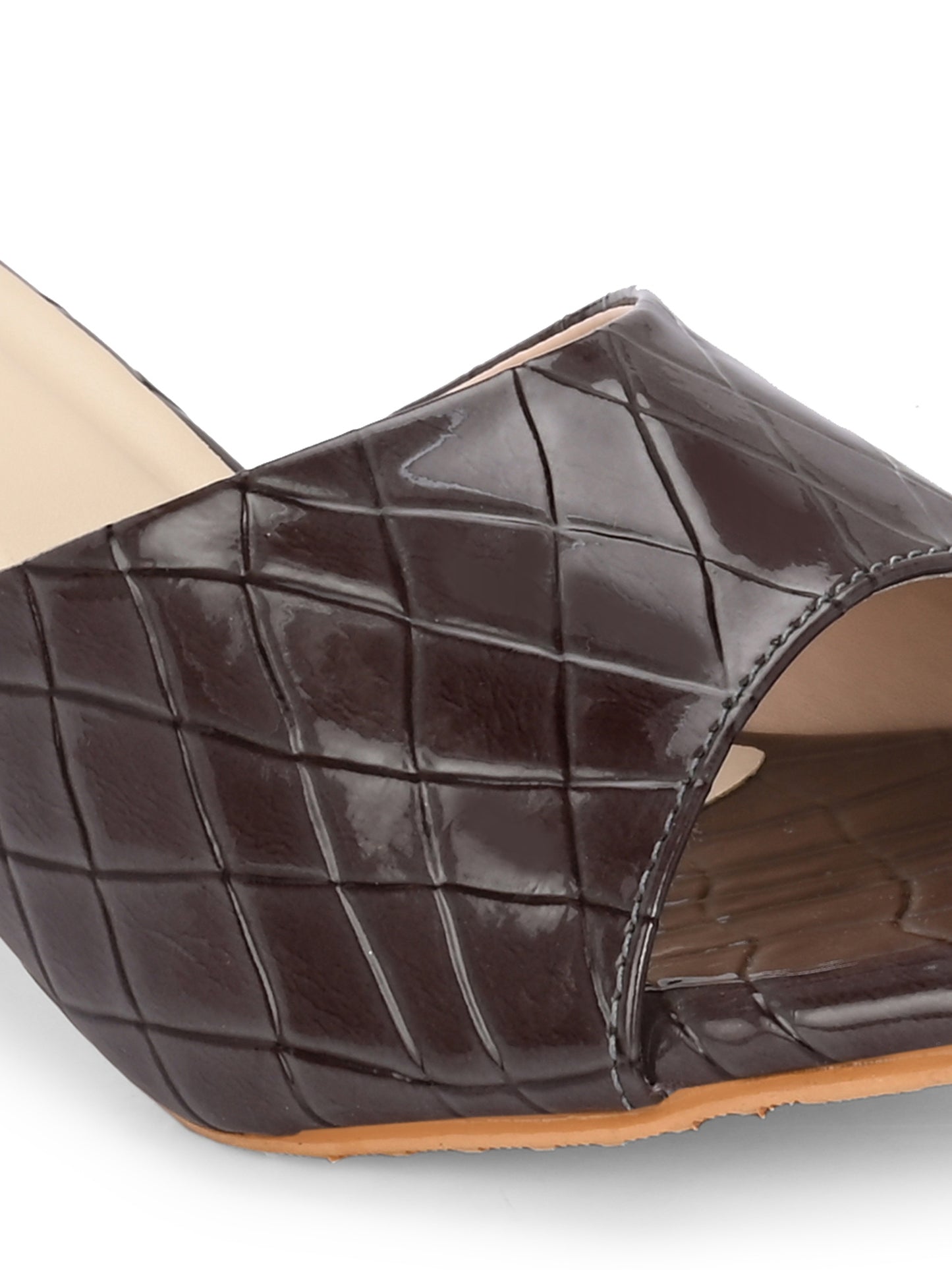 Women Brown Open Toe Block Heels Sandals