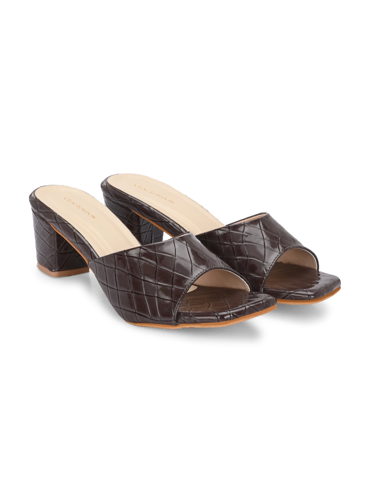 Women Brown Open Toe Block Heels Sandals
