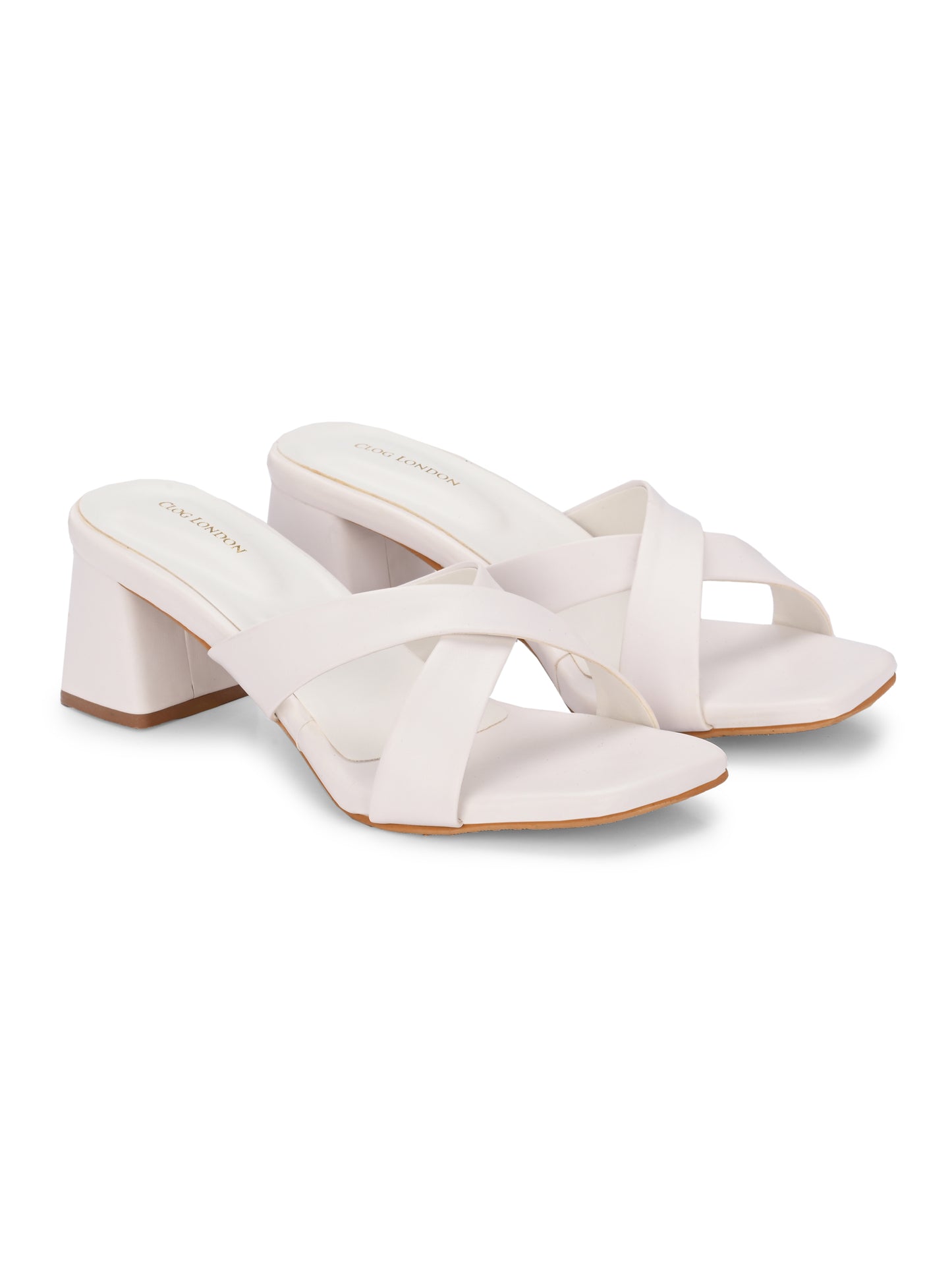 Women Black Cross Strap Heels Sandals