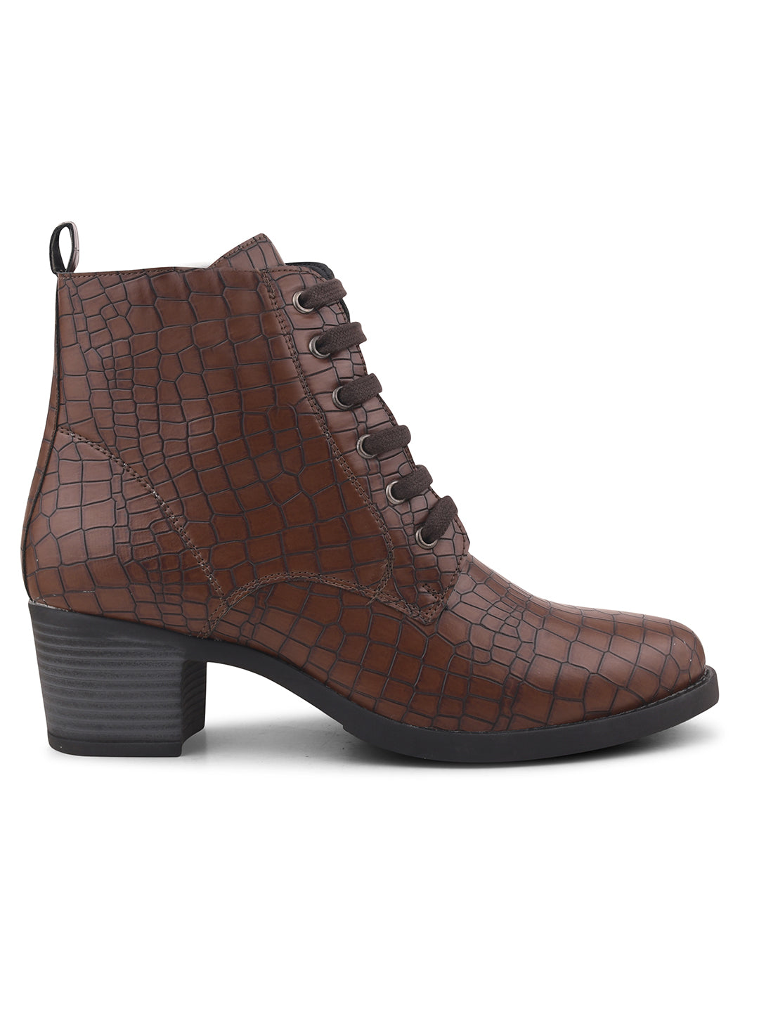 Women Black Lace-up-Ankle Boots