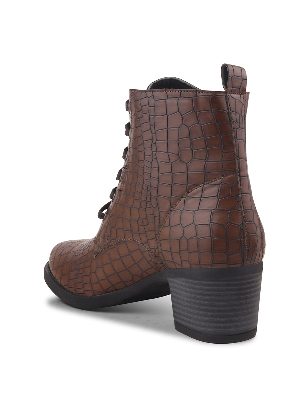 Women Black Lace-up-Ankle Boots