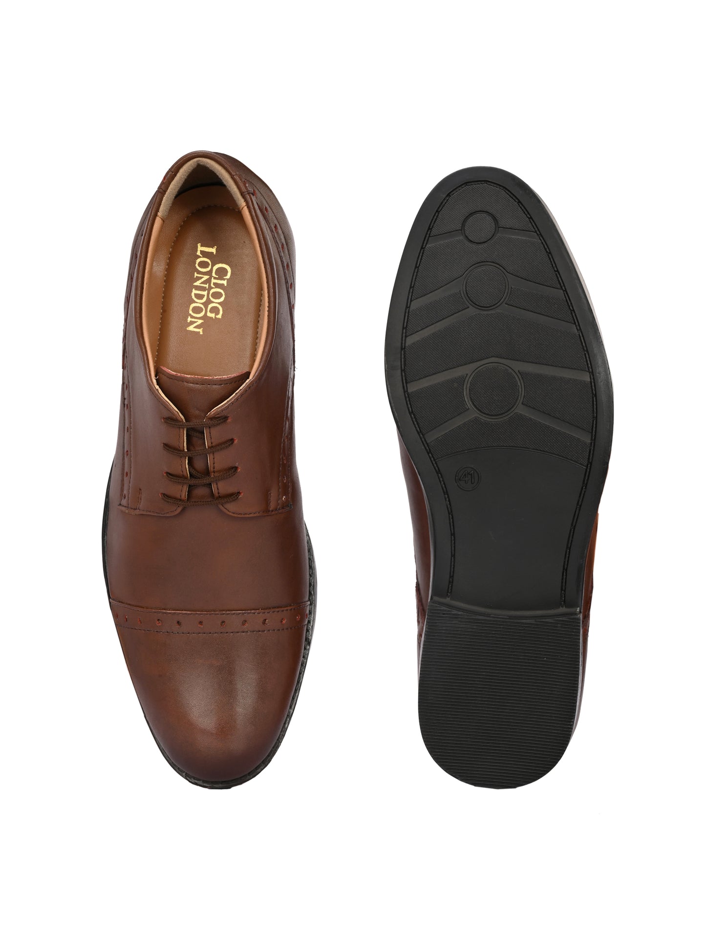 Men's Perforated Leather Formal Derby Shoes