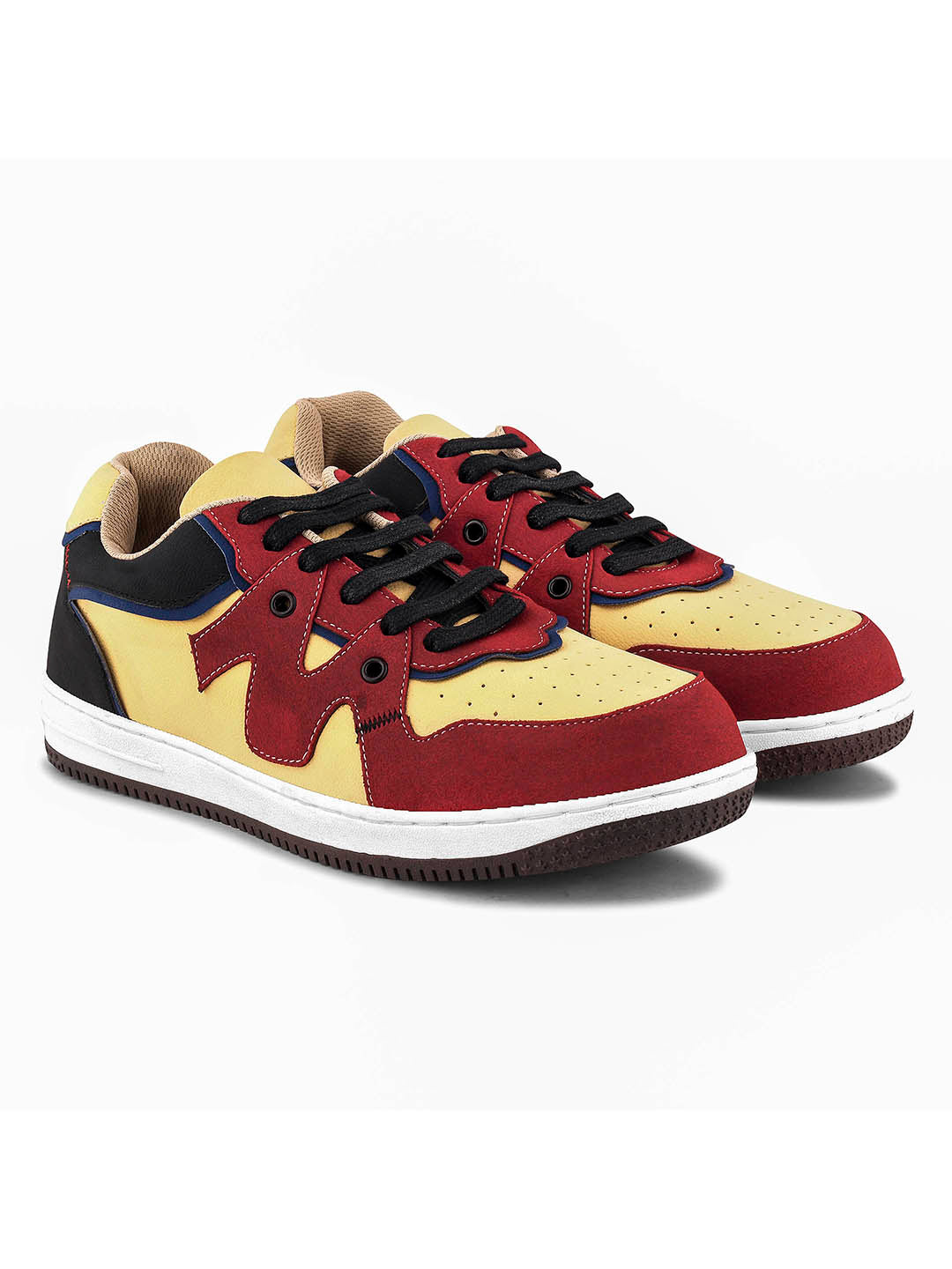 Men's Red & Yellow Casual Sneakers Shoes