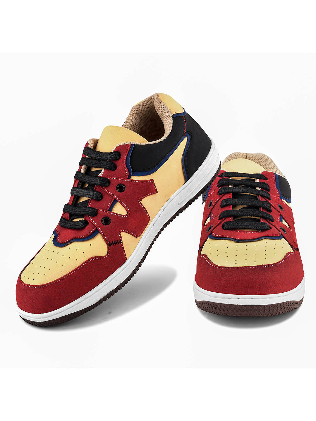 Men's Red & Yellow Casual Sneakers Shoes