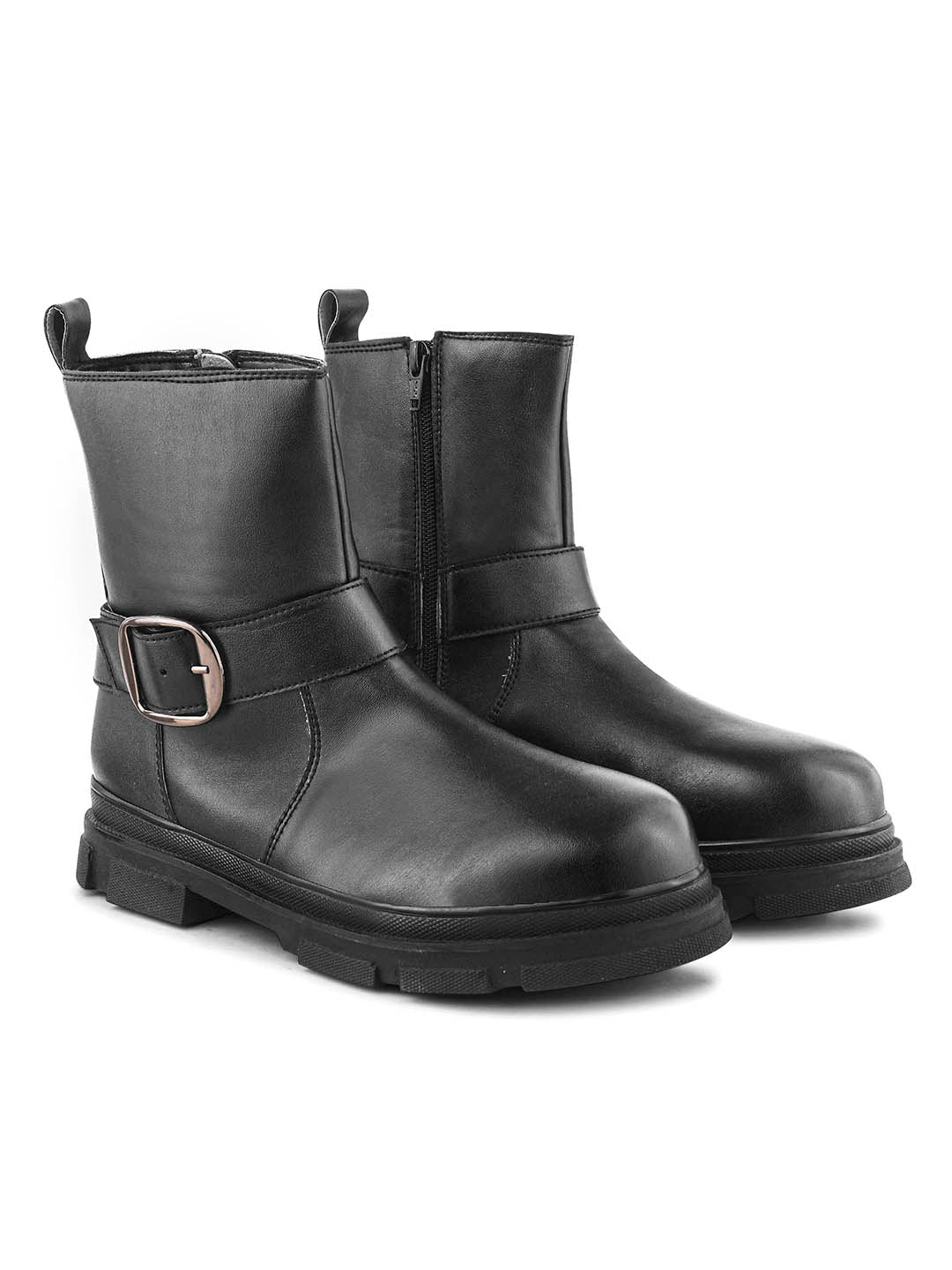 Women Black Block Heeled Boots