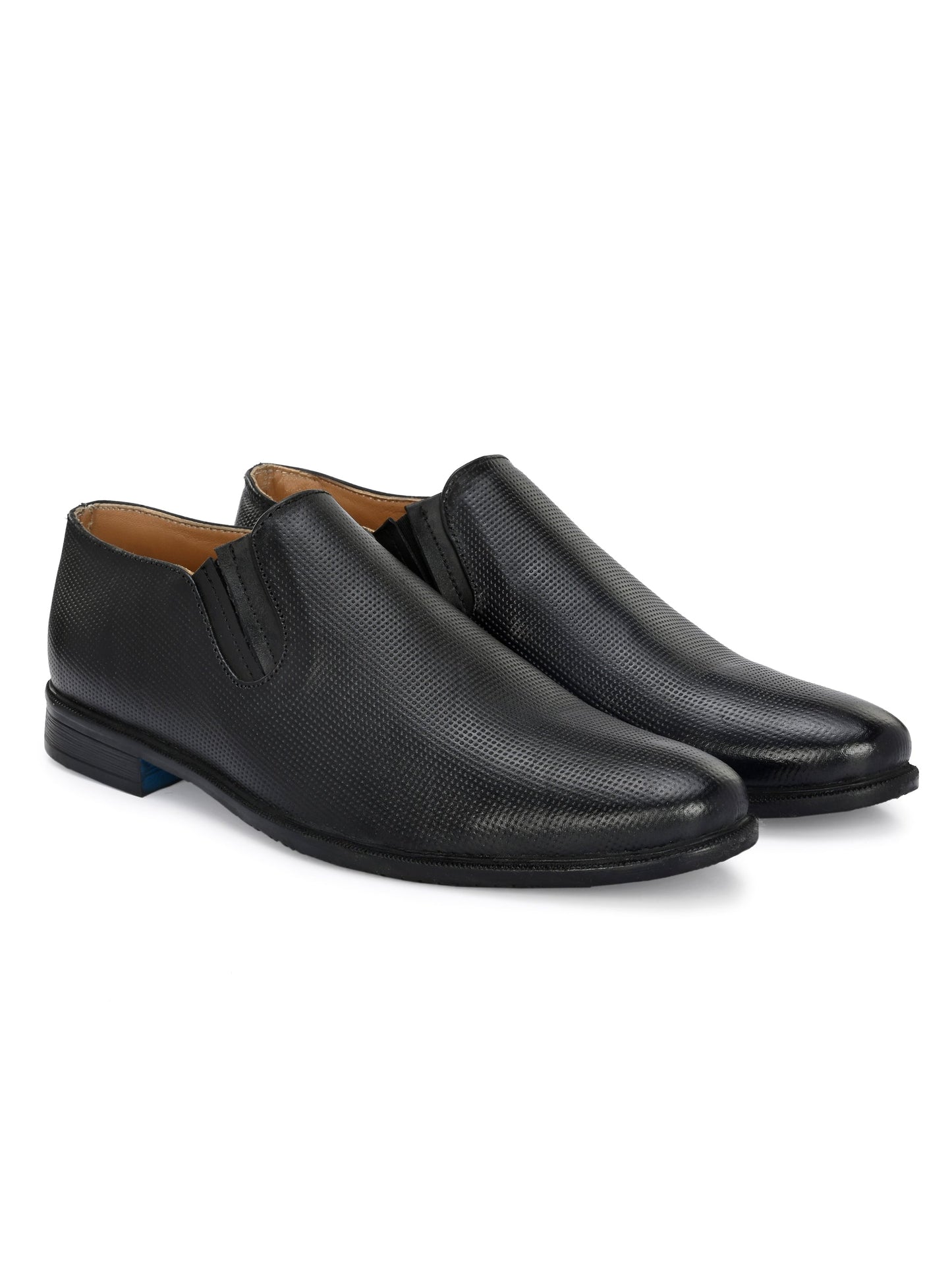 Men's Textured Leather Formal Slip-On Derby Shoes