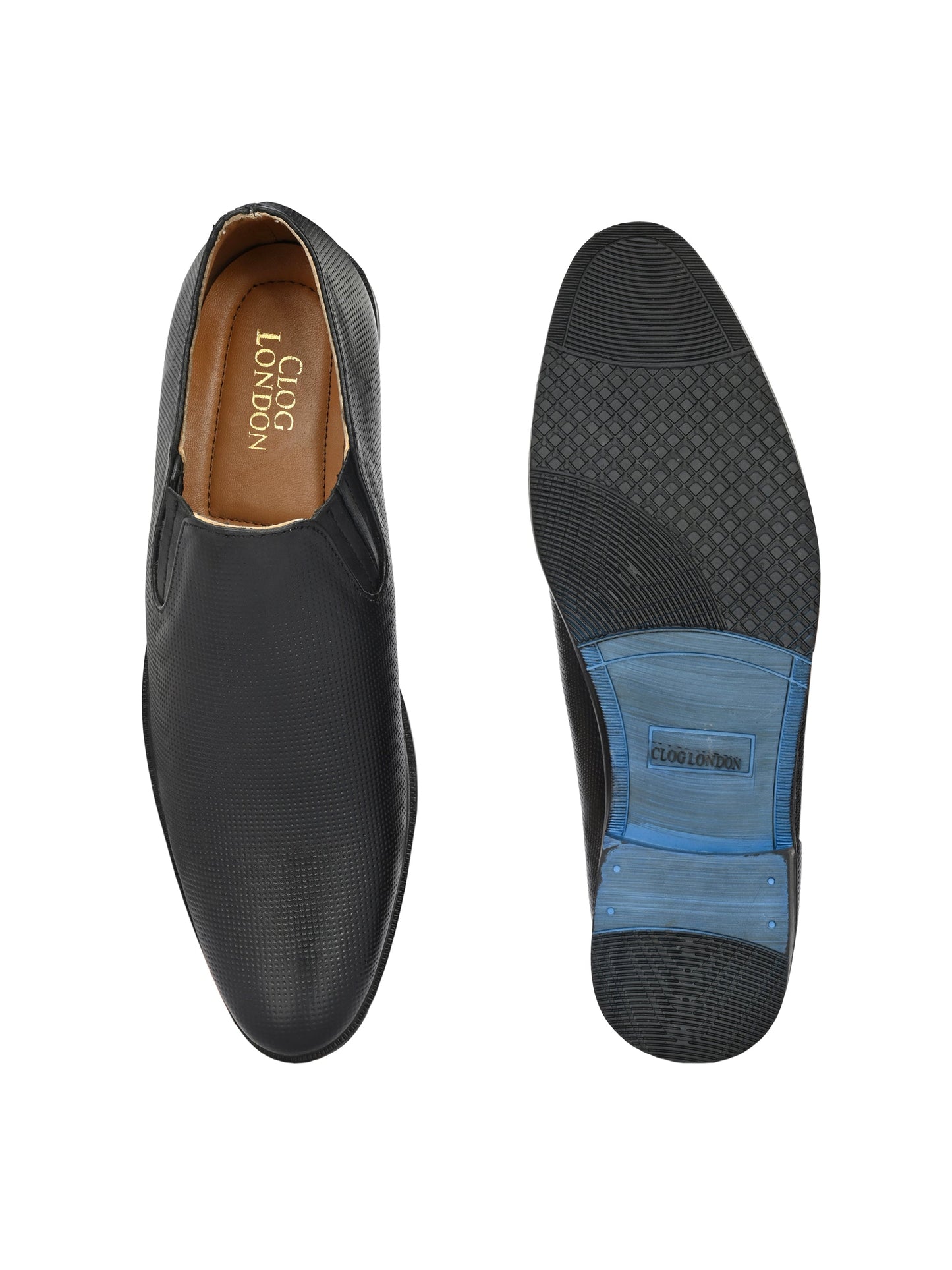 Men's Textured Leather Formal Slip-On Derby Shoes