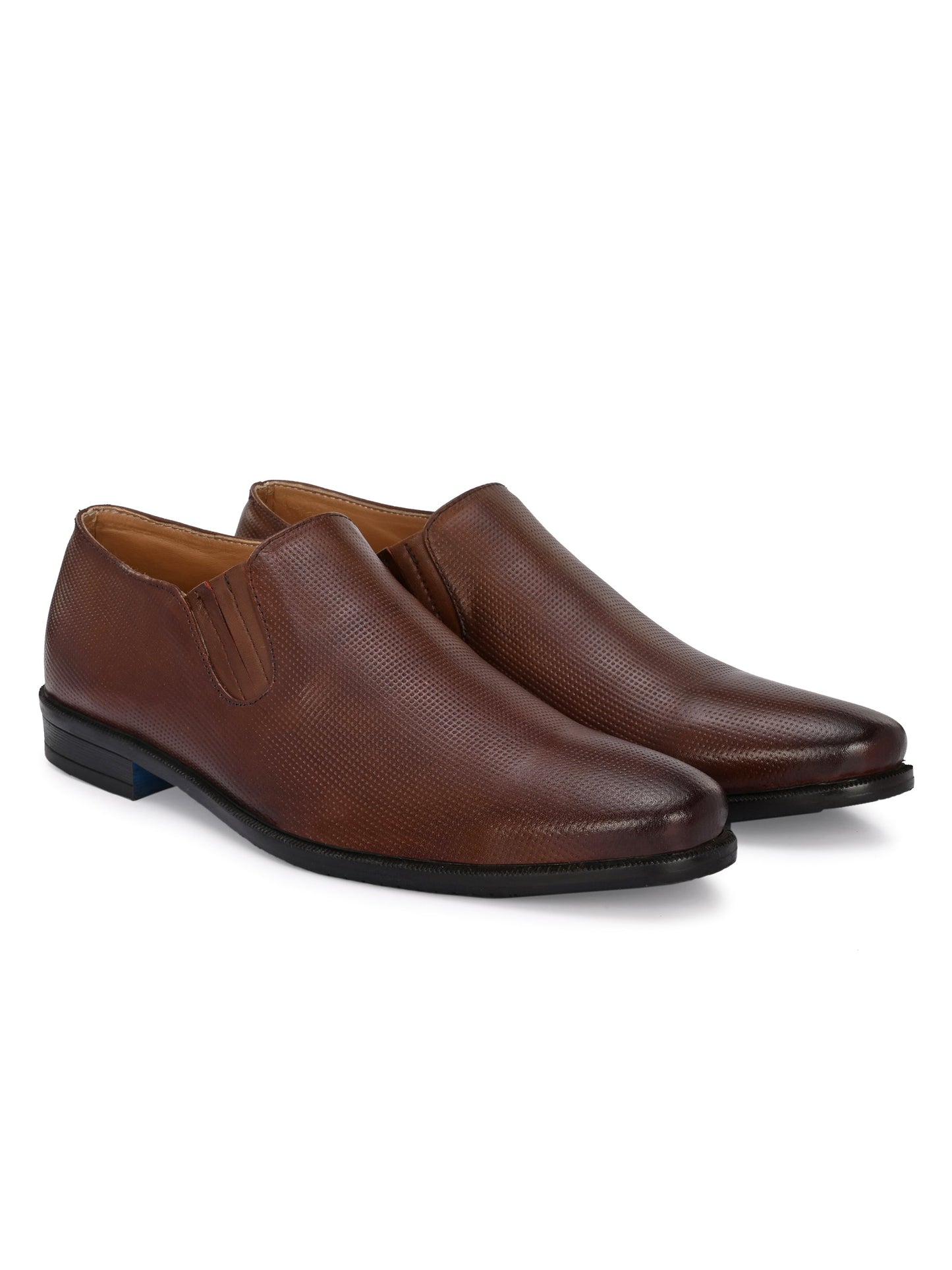 Men's Textured Leather Formal Slip-On Derby Shoes