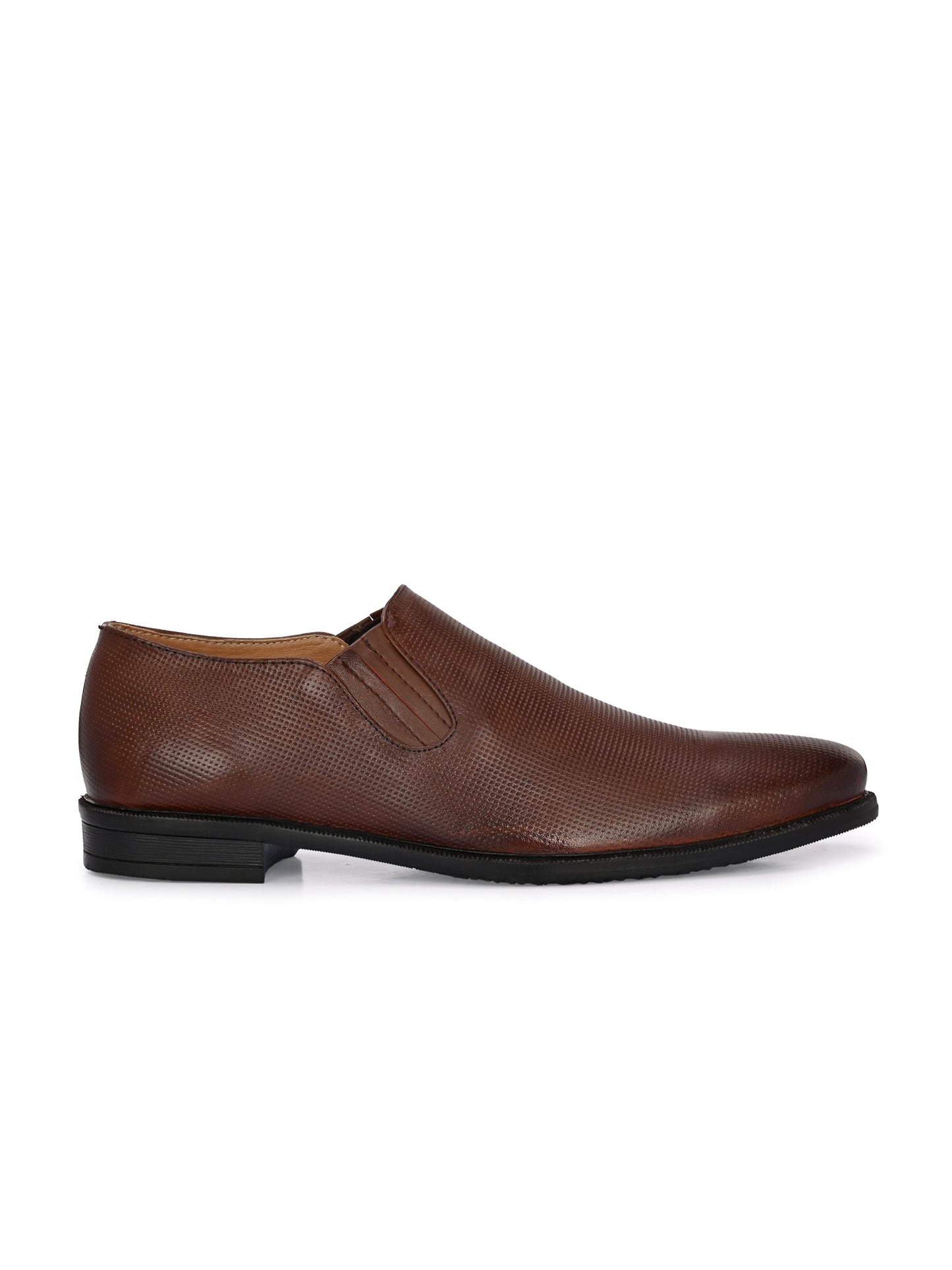 Men's Textured Leather Formal Slip-On Derby Shoes