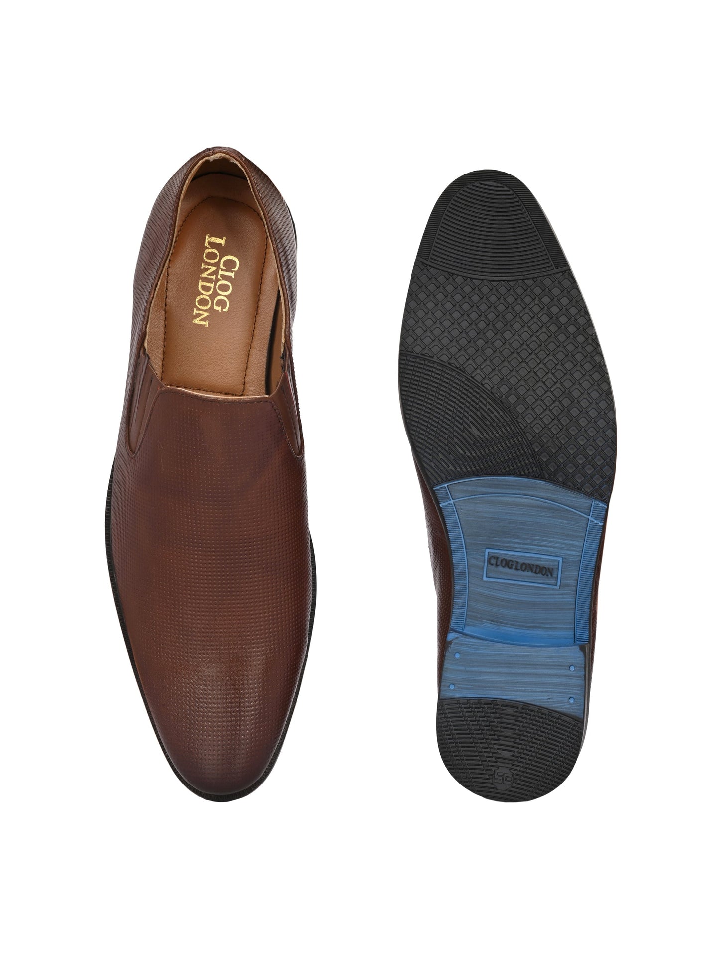 Men's Textured Leather Formal Slip-On Derby Shoes