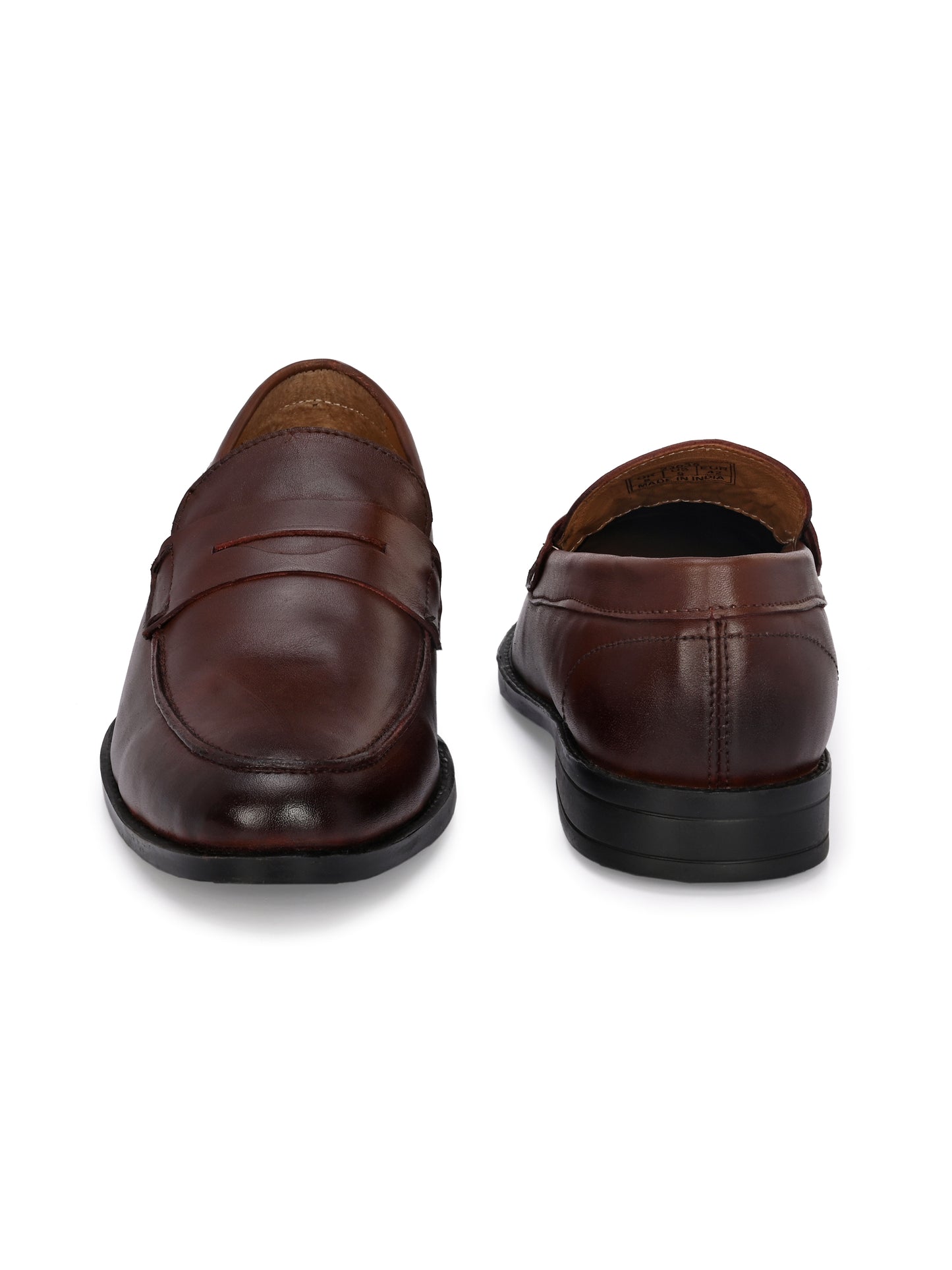 Men's Round Toe Leather Penny Loafers