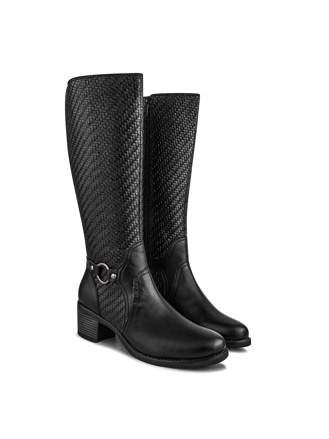 Women Black Ankle Length Side Zipper Boots