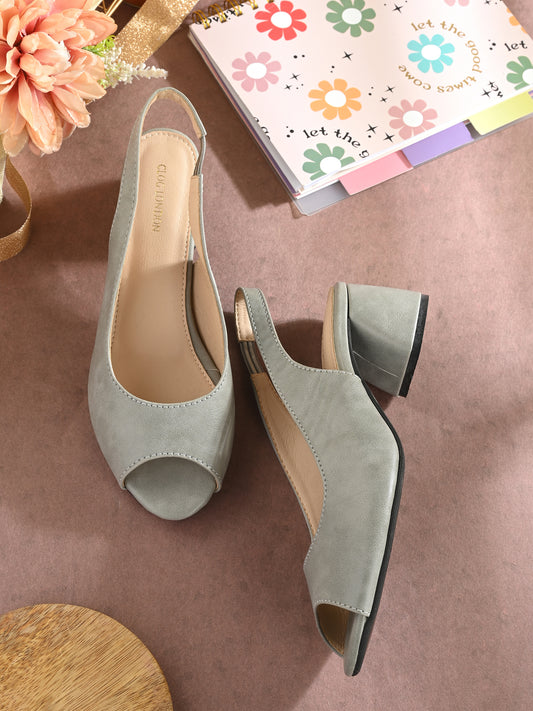 Women Grey Synthetic Block Heels
