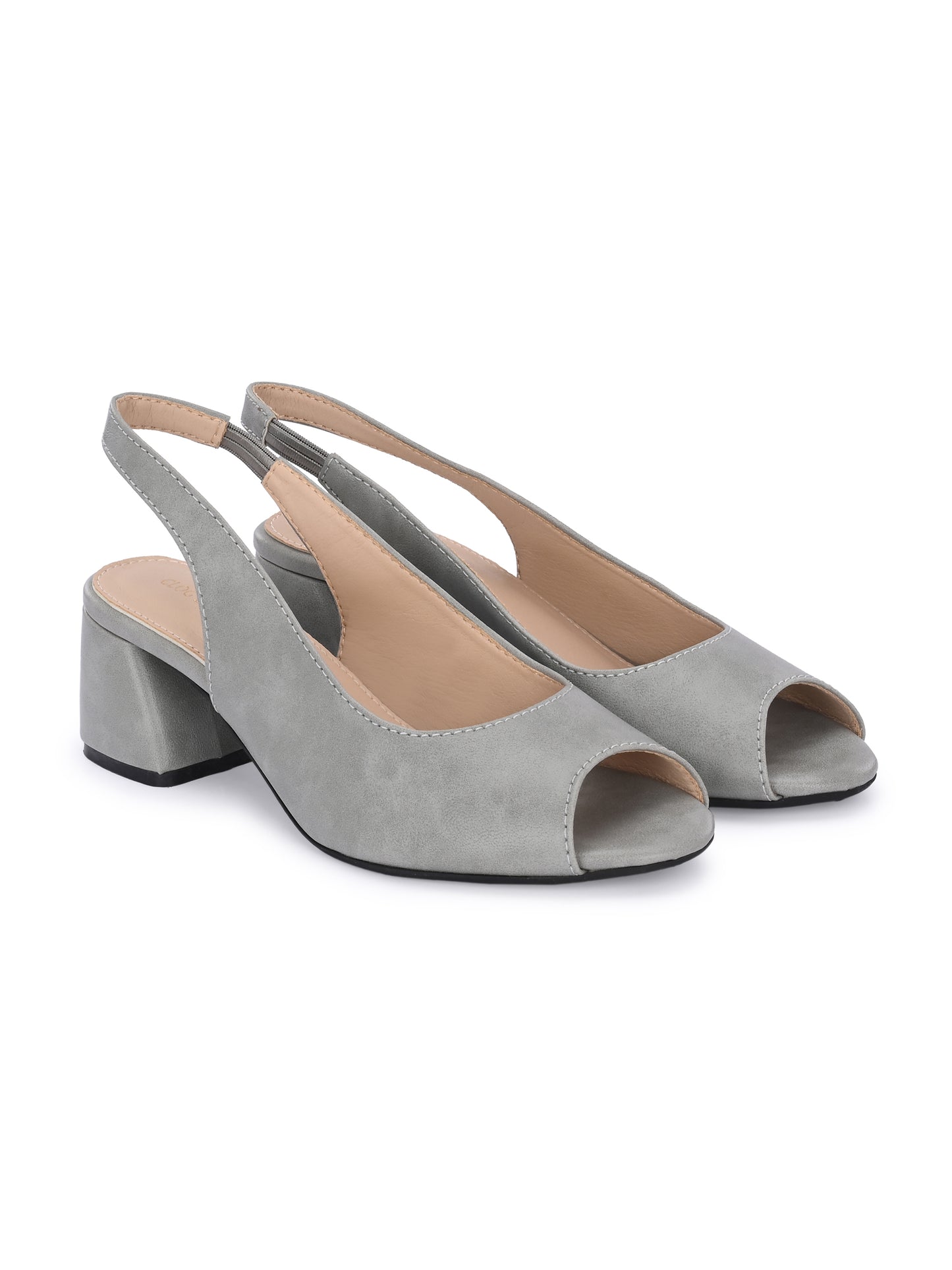 Women Grey Synthetic Block Heels