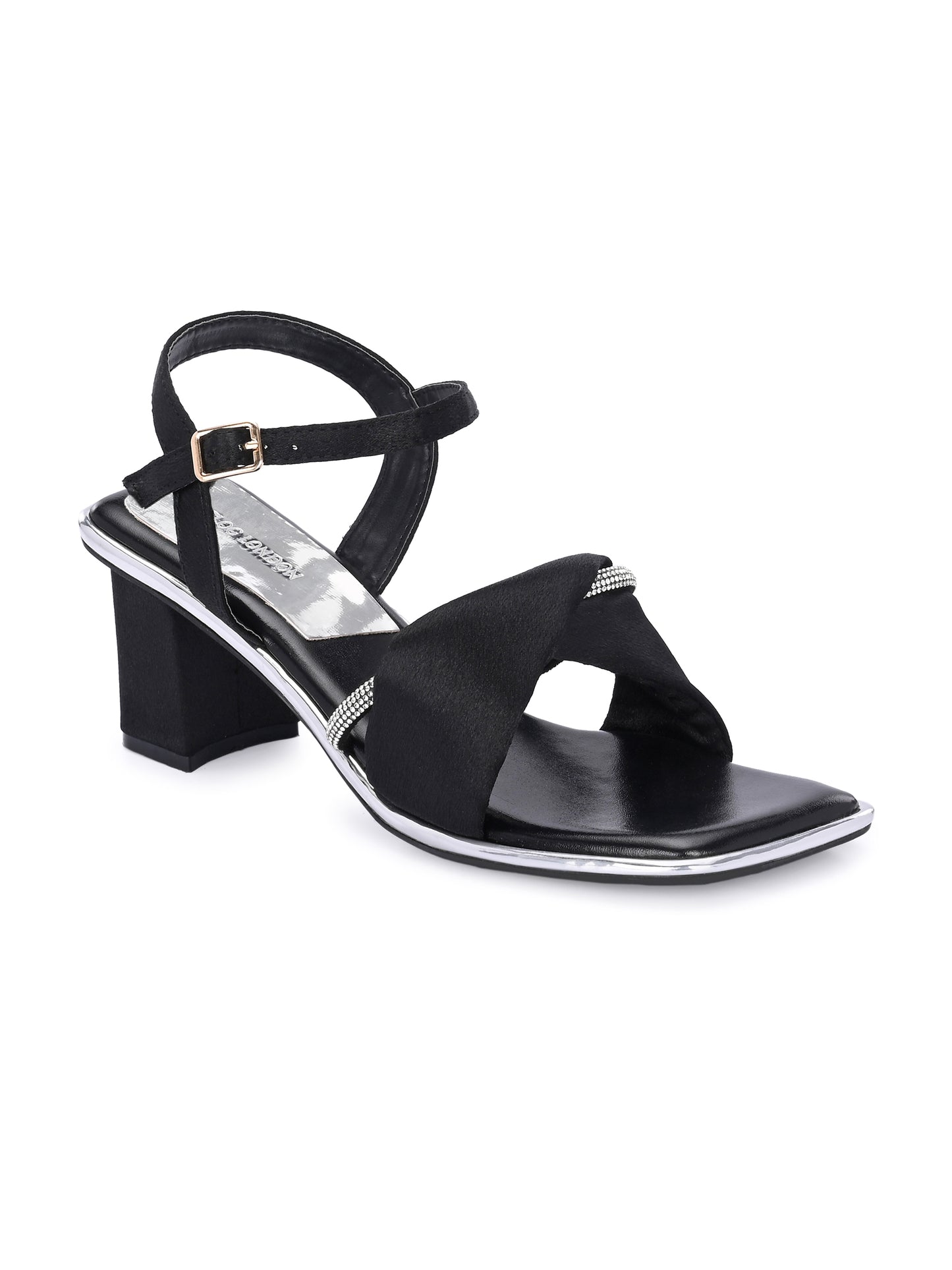 Women Black Block Comfortable Heel Sandals