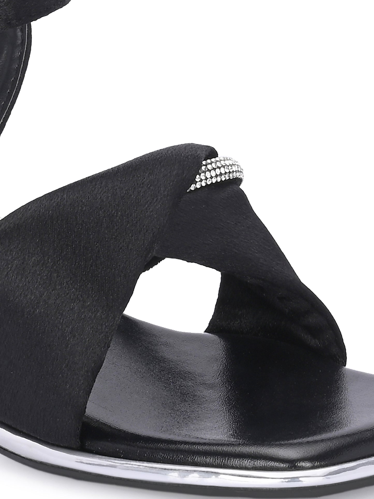 Women Black Block Comfortable Heel Sandals