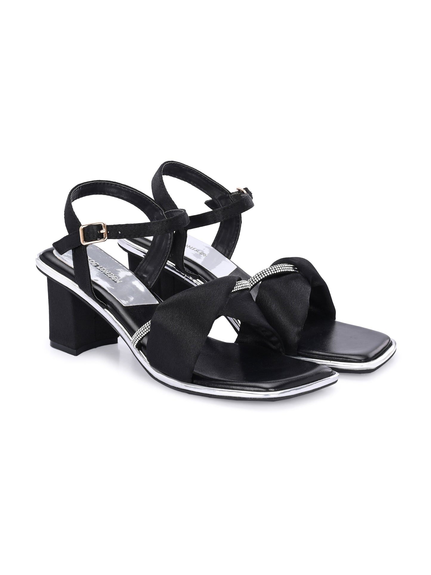 Women Black Block Comfortable Heel Sandals