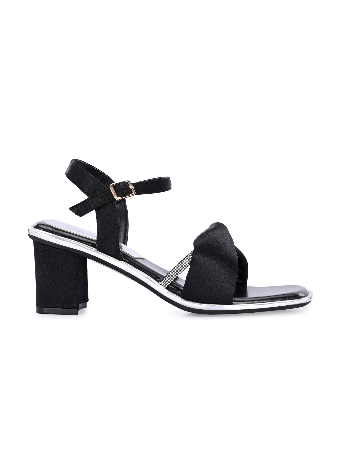 Women Black Block Comfortable Heel Sandals