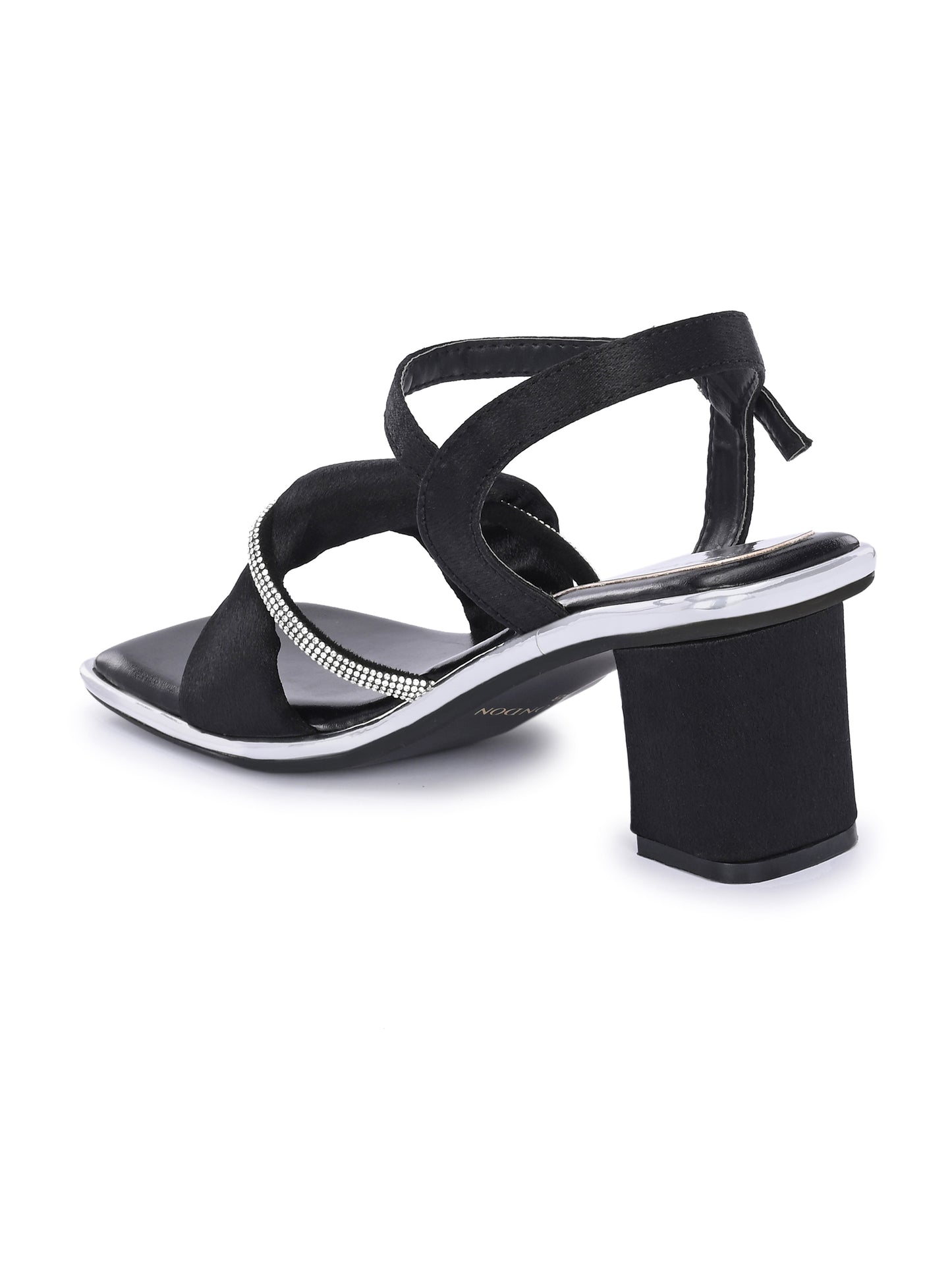Women Black Block Comfortable Heel Sandals