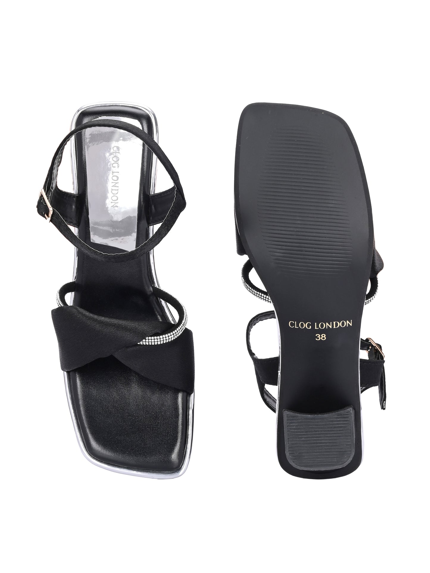 Women Black Block Comfortable Heel Sandals