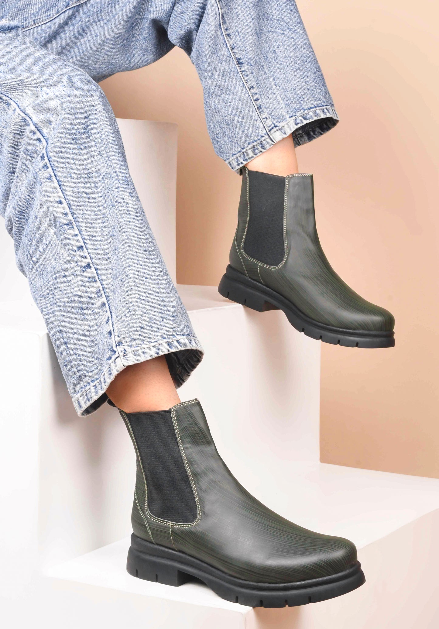 Women Green Casual Boots