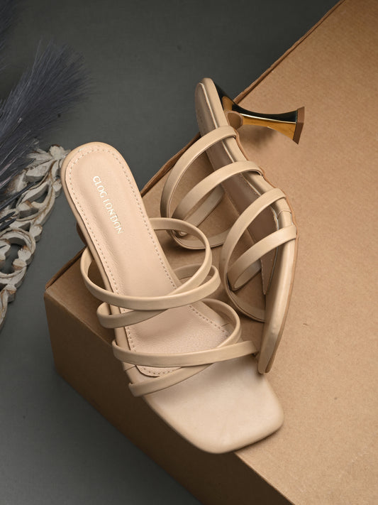 Women Beige Stylish Block Heels