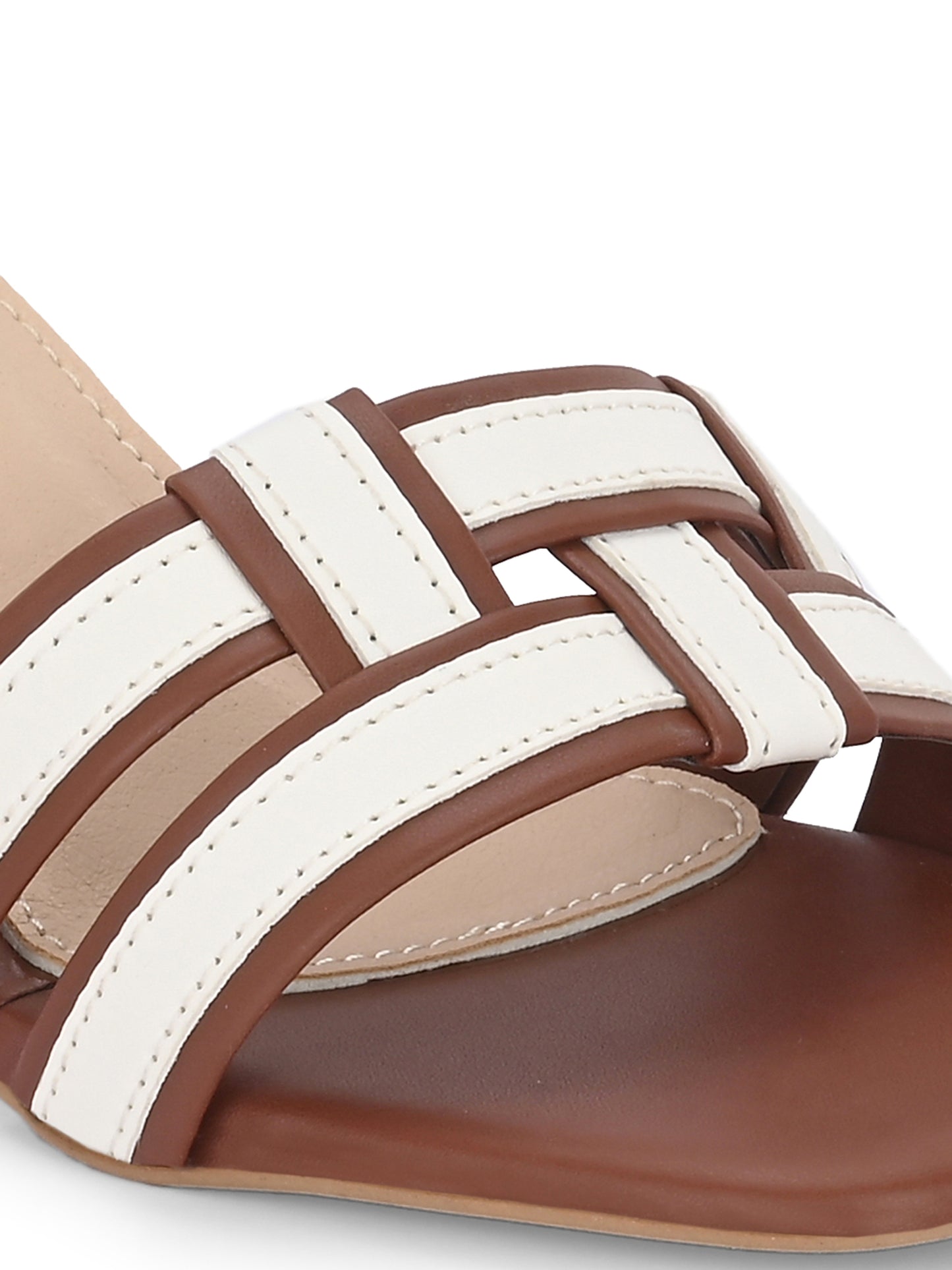 Women Black & White Slim Heels Sandals