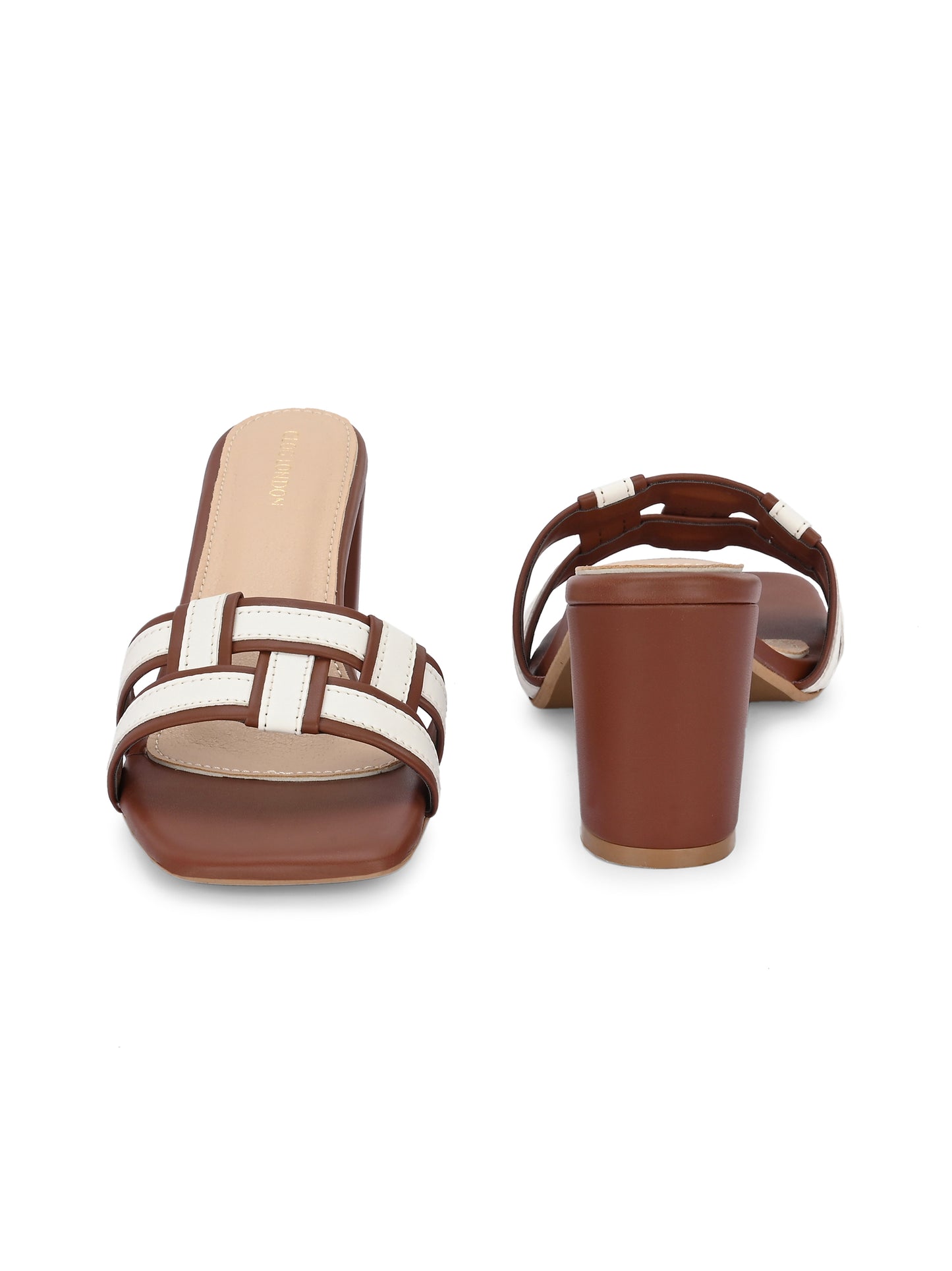 Women Black & White Slim Heels Sandals