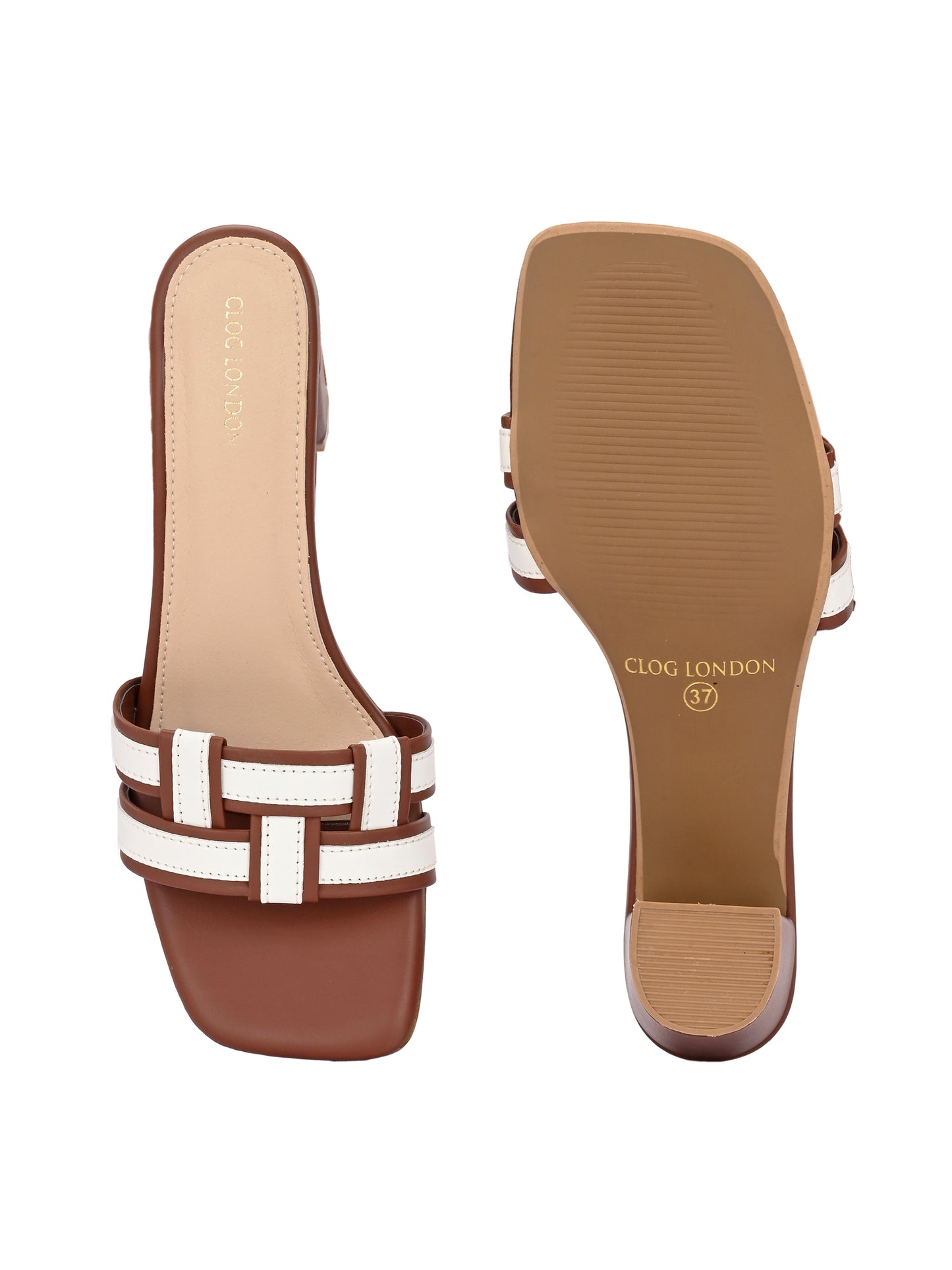 Women Black & White Slim Heels Sandals