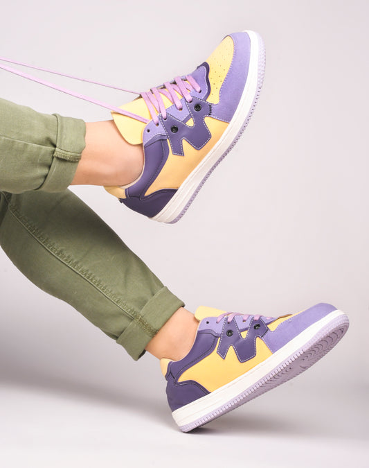 Men's Purple & Yellow Casuals Sneakers Shoes