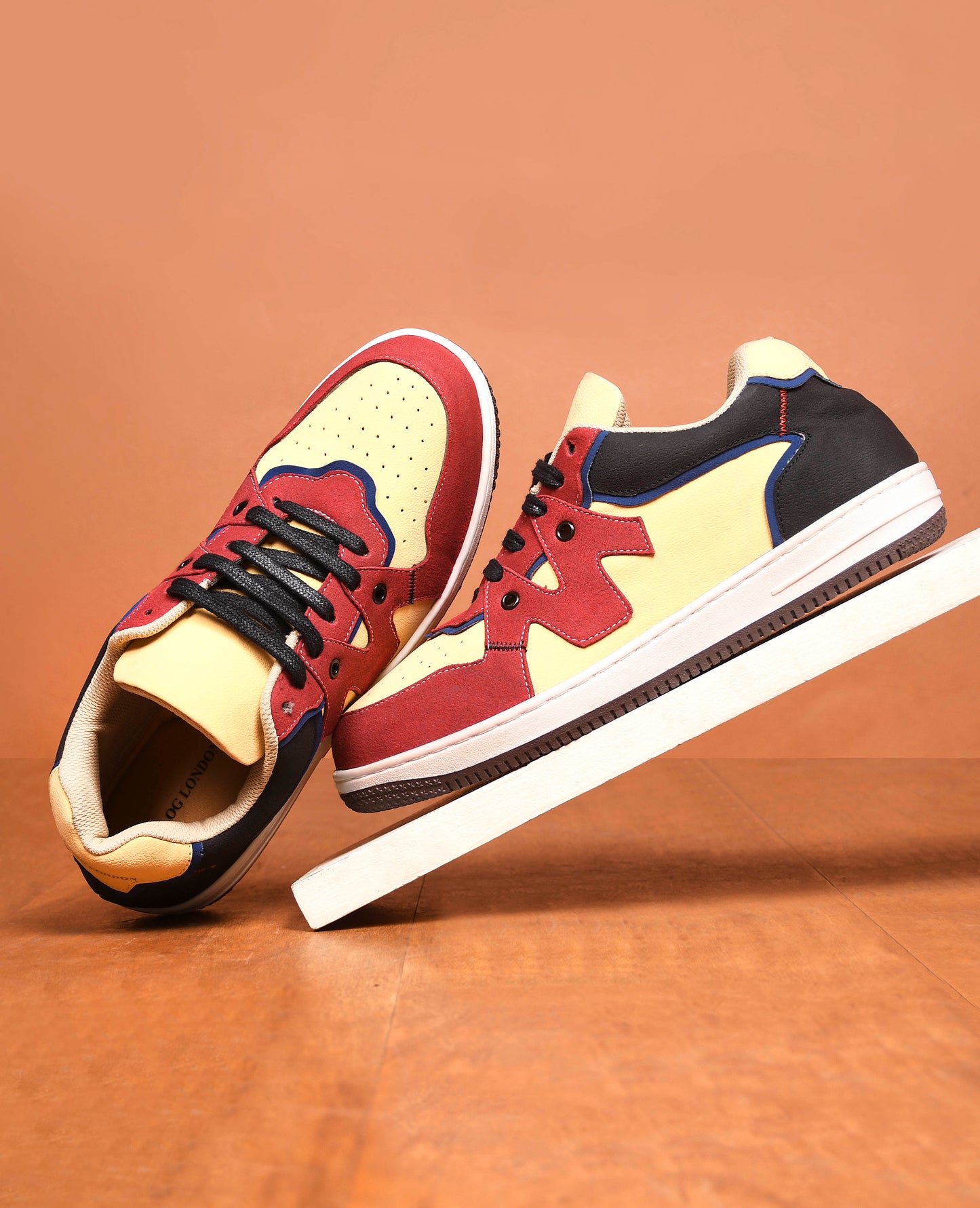 Men's Red & Yellow Casual Sneakers Shoes