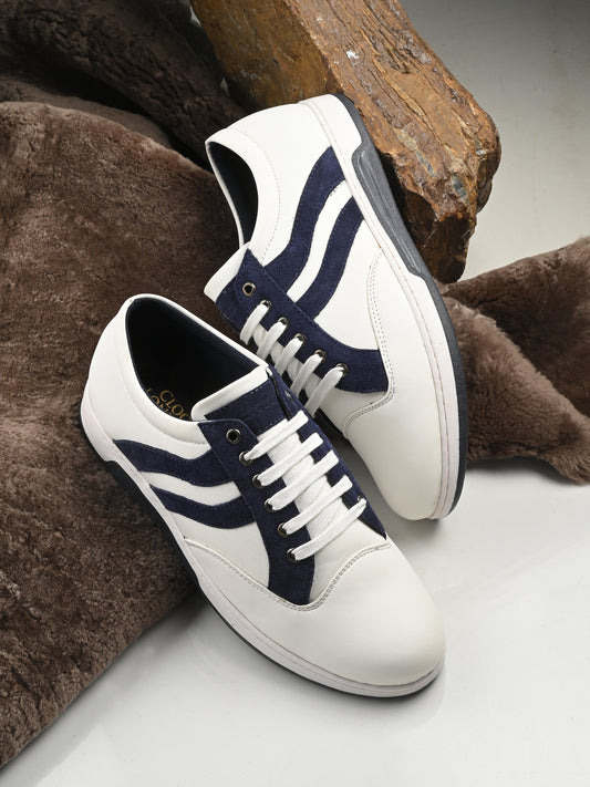 Men's White-Blue Sneakers Shoes