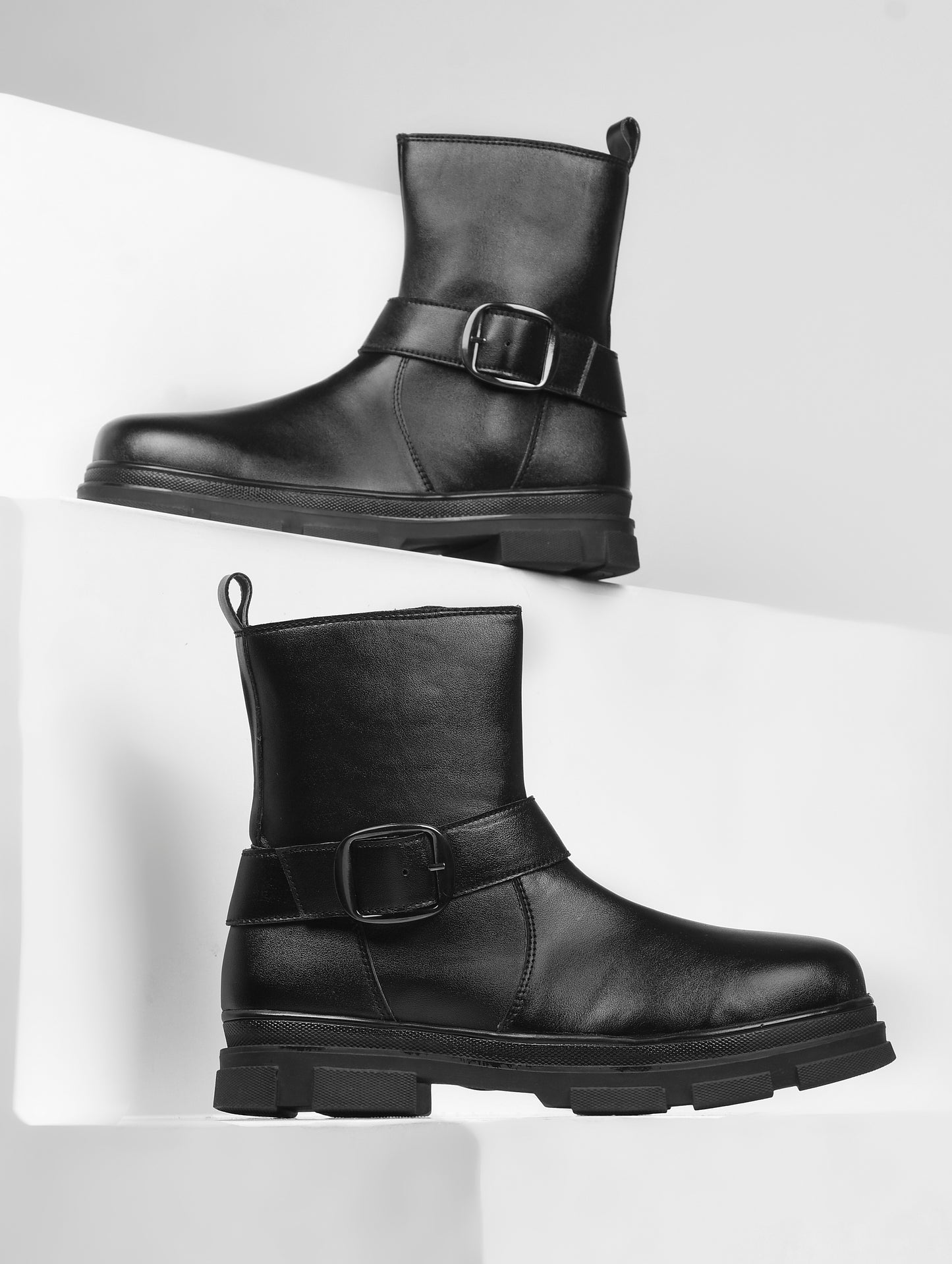 Women Black Block Heeled Boots