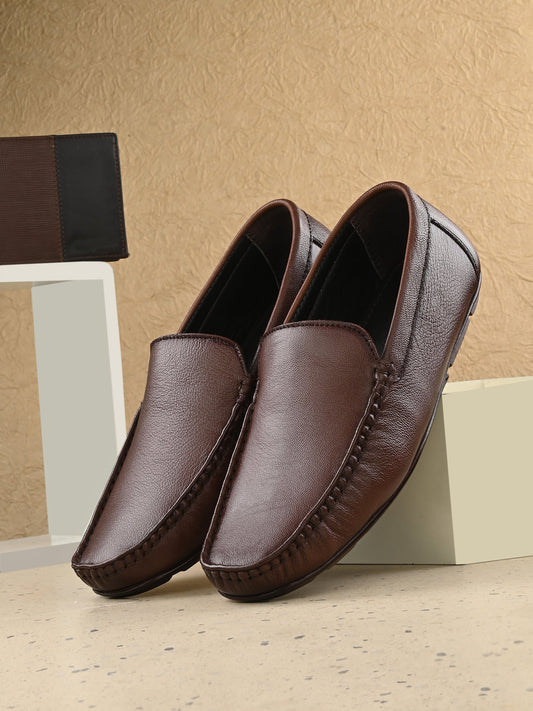 Men's Textured Leather Loafer Shoes