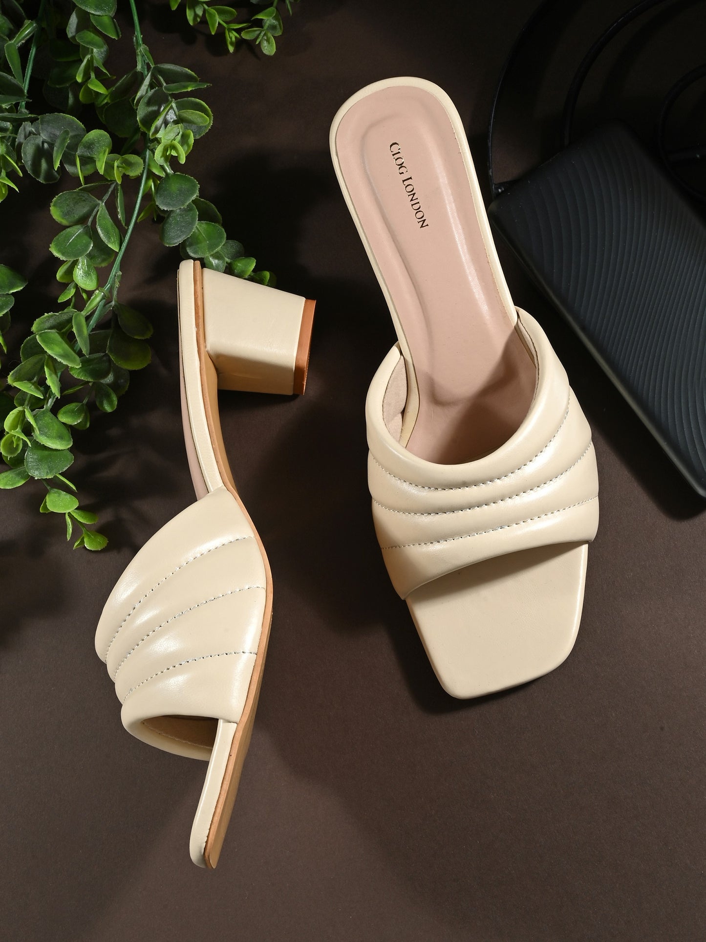 Women Green Double Strap Heel Sandals