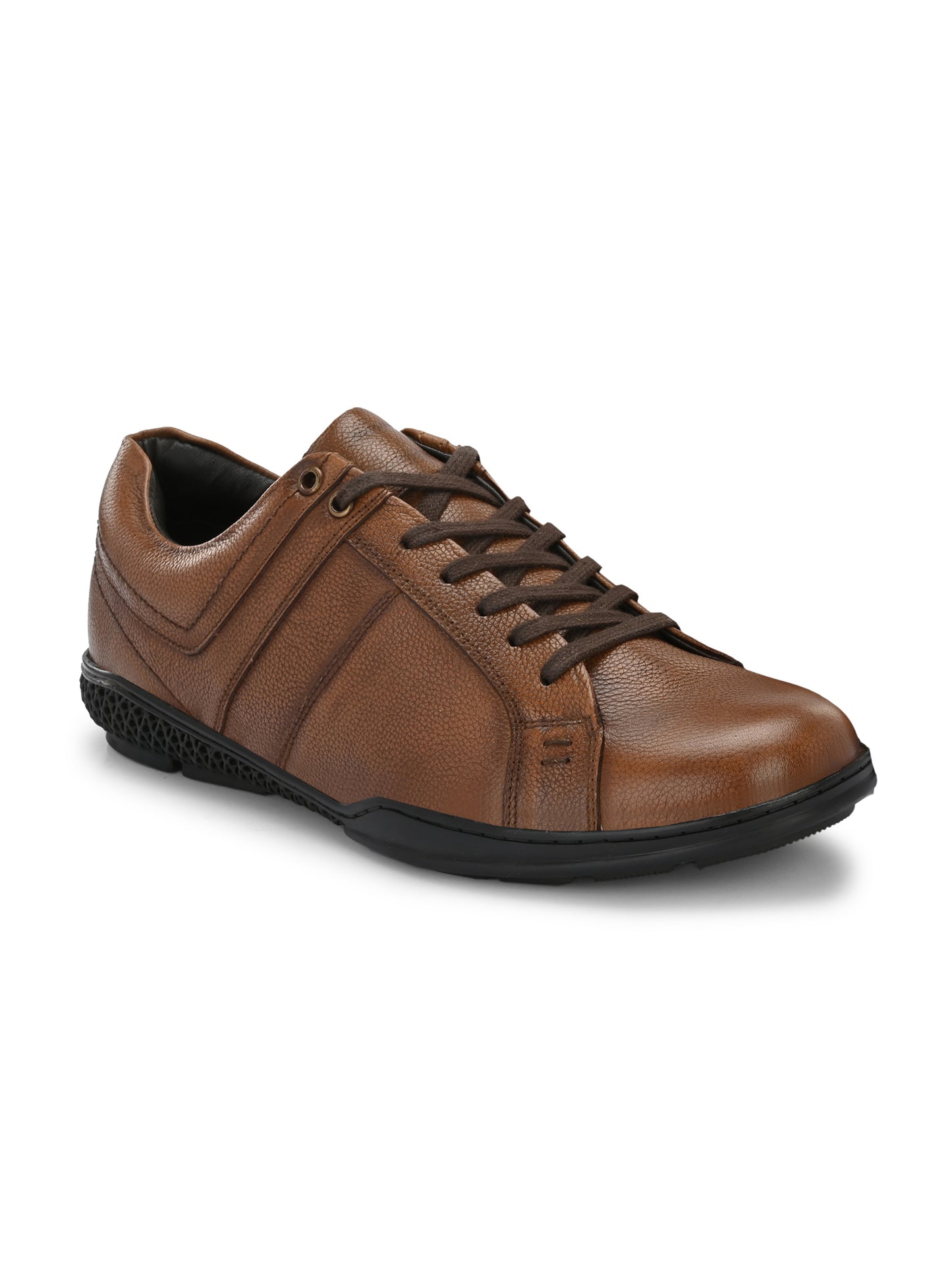 Men's Solid Brown Lace-Up Sneakers Shoes