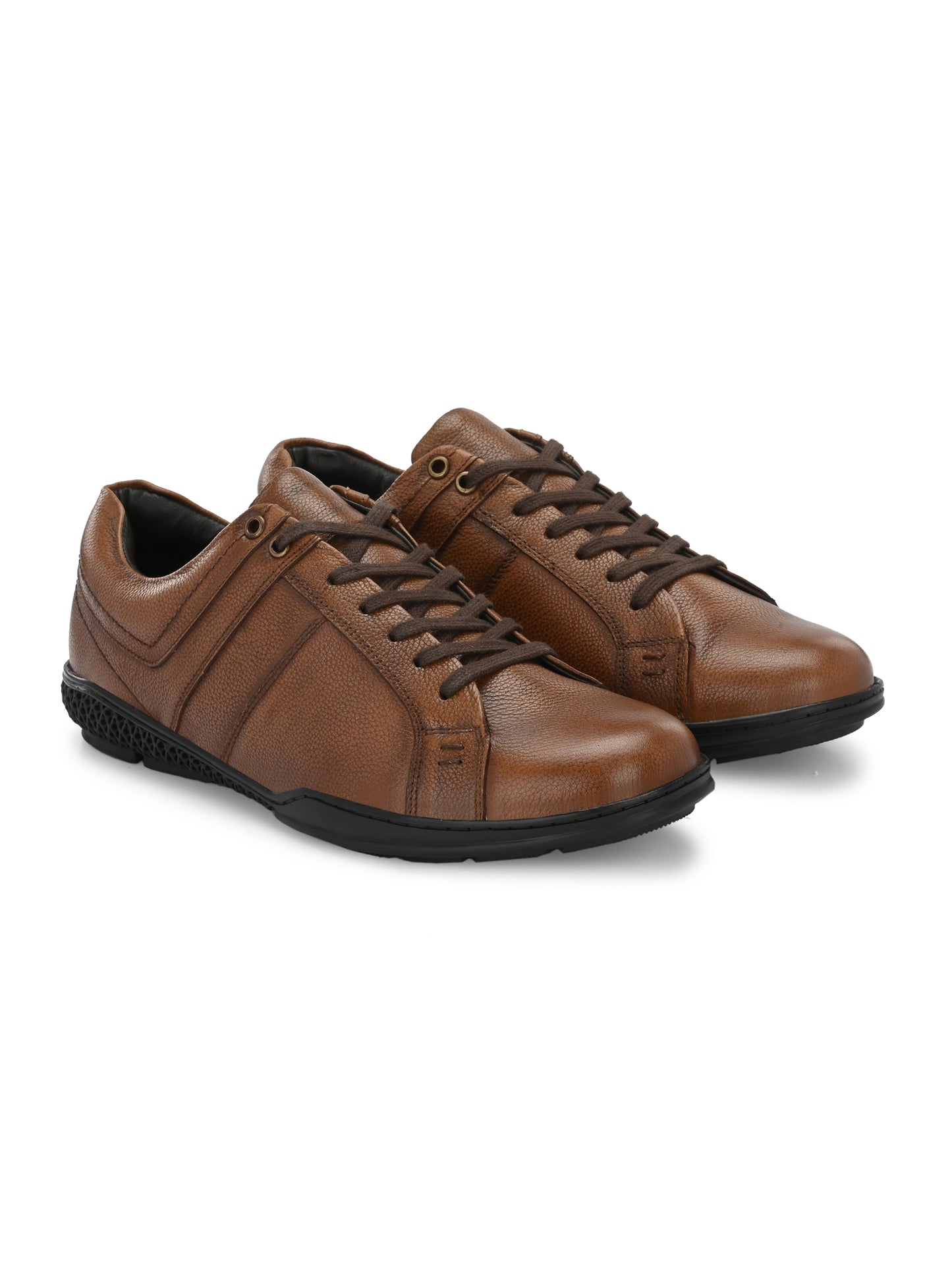 Men's Solid Brown Lace-Up Sneakers Shoes
