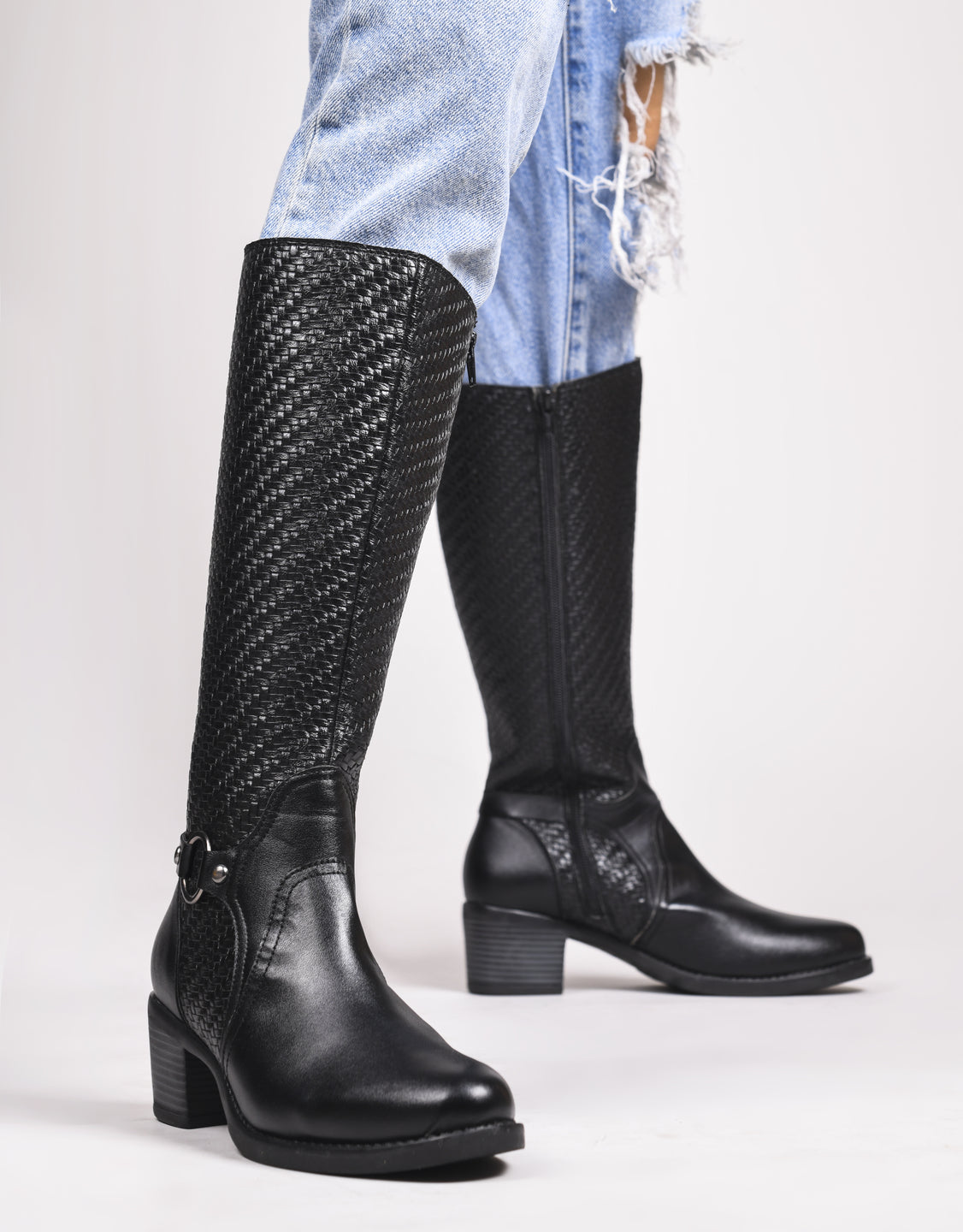 Women Black Ankle Length Side Zipper Boots