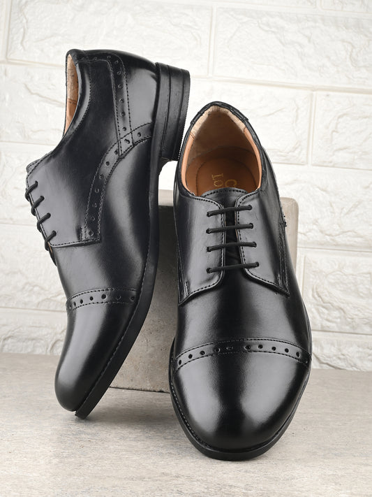 Men's Perforated Leather Formal Derby Shoes