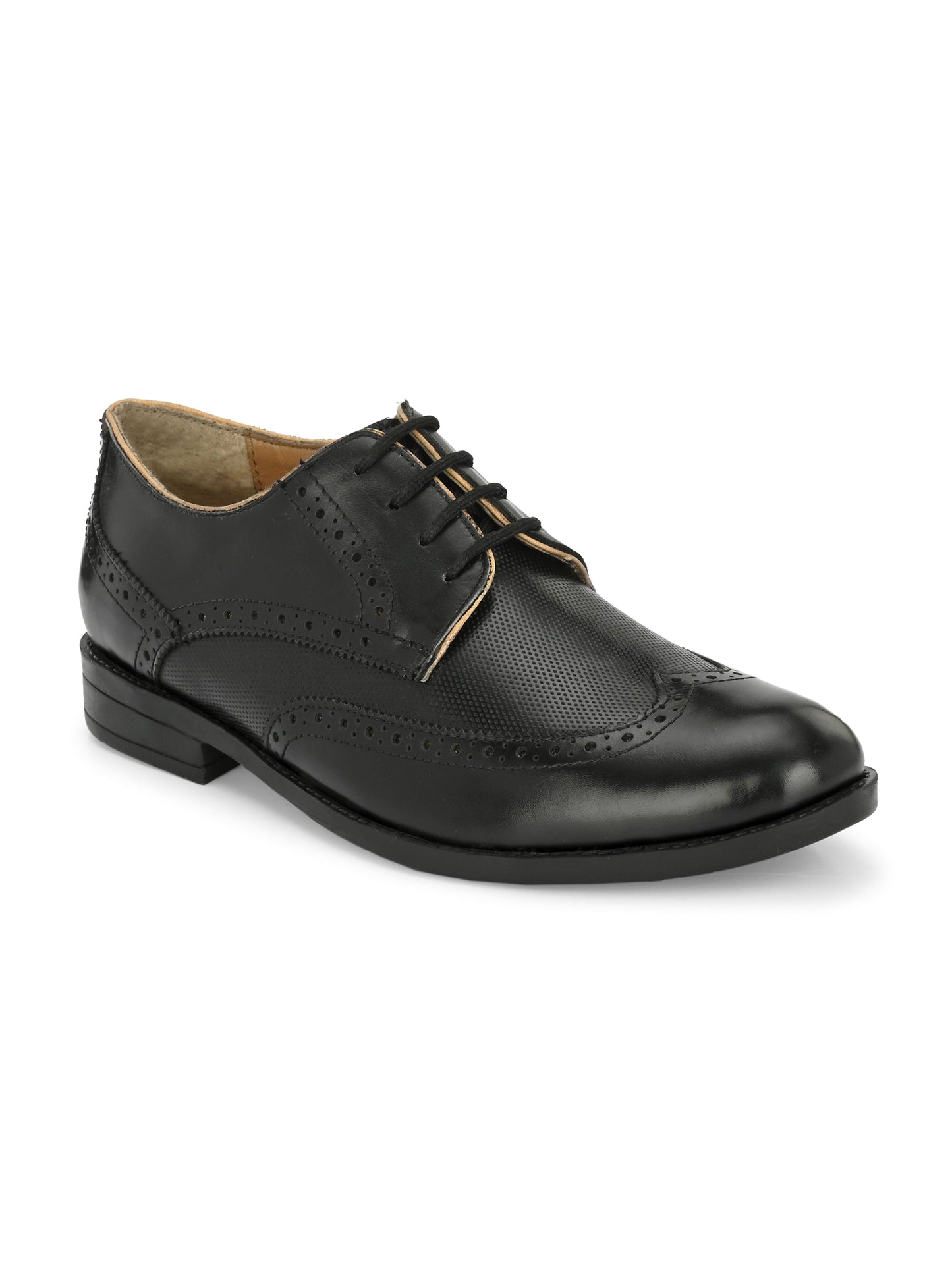 Men's Perforated Leather Formal Derby Shoes